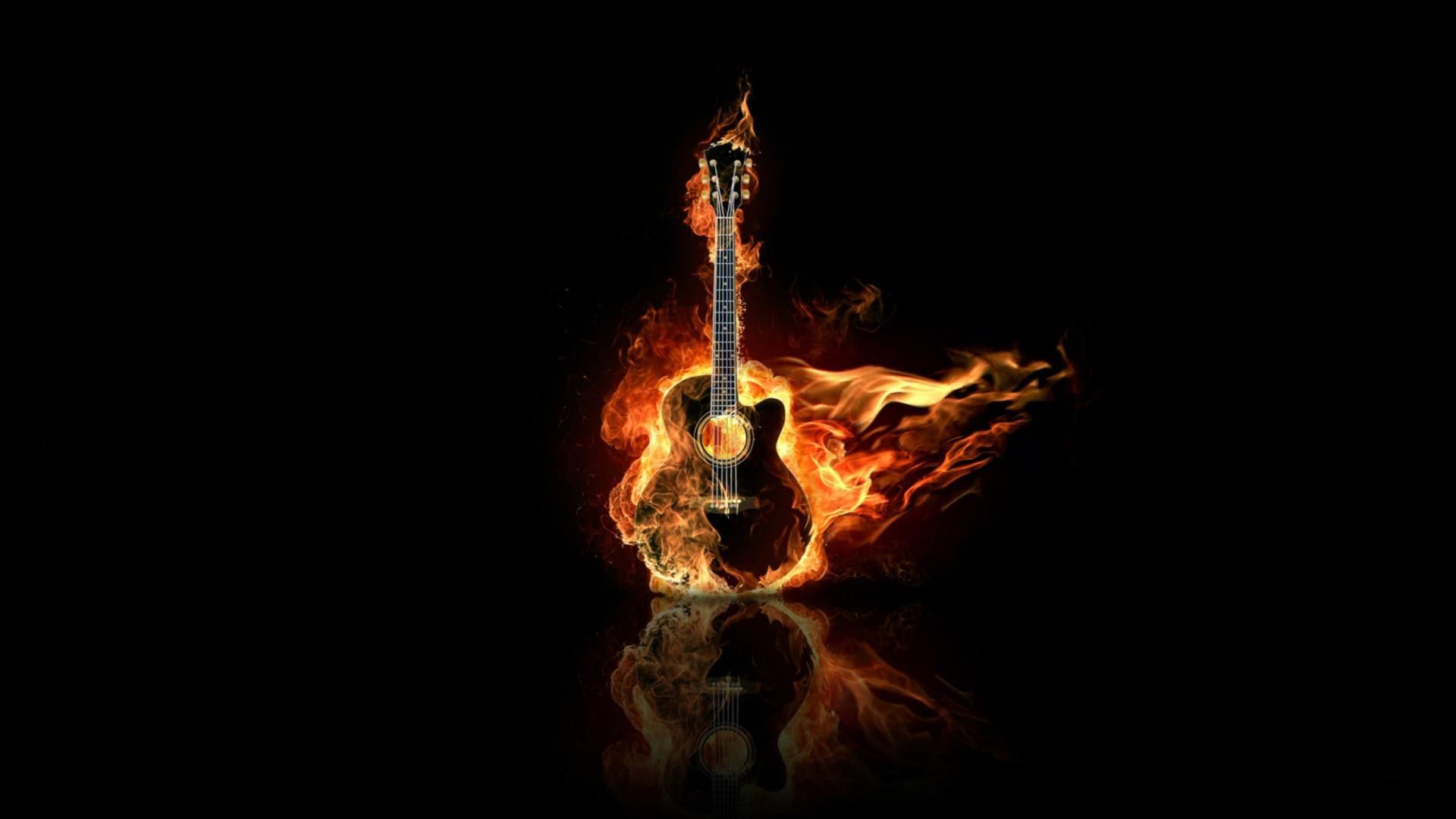 Guitar On Fire #burn #guitar #music #fire 3D and abstract P #wallpaper #hdwallpaper #desktop. Guitar illustration, Wallpaper, Abstract
