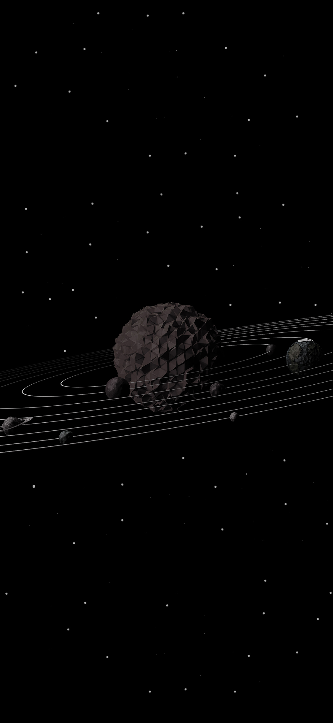 3D Solar System Dark Space Art Minimal