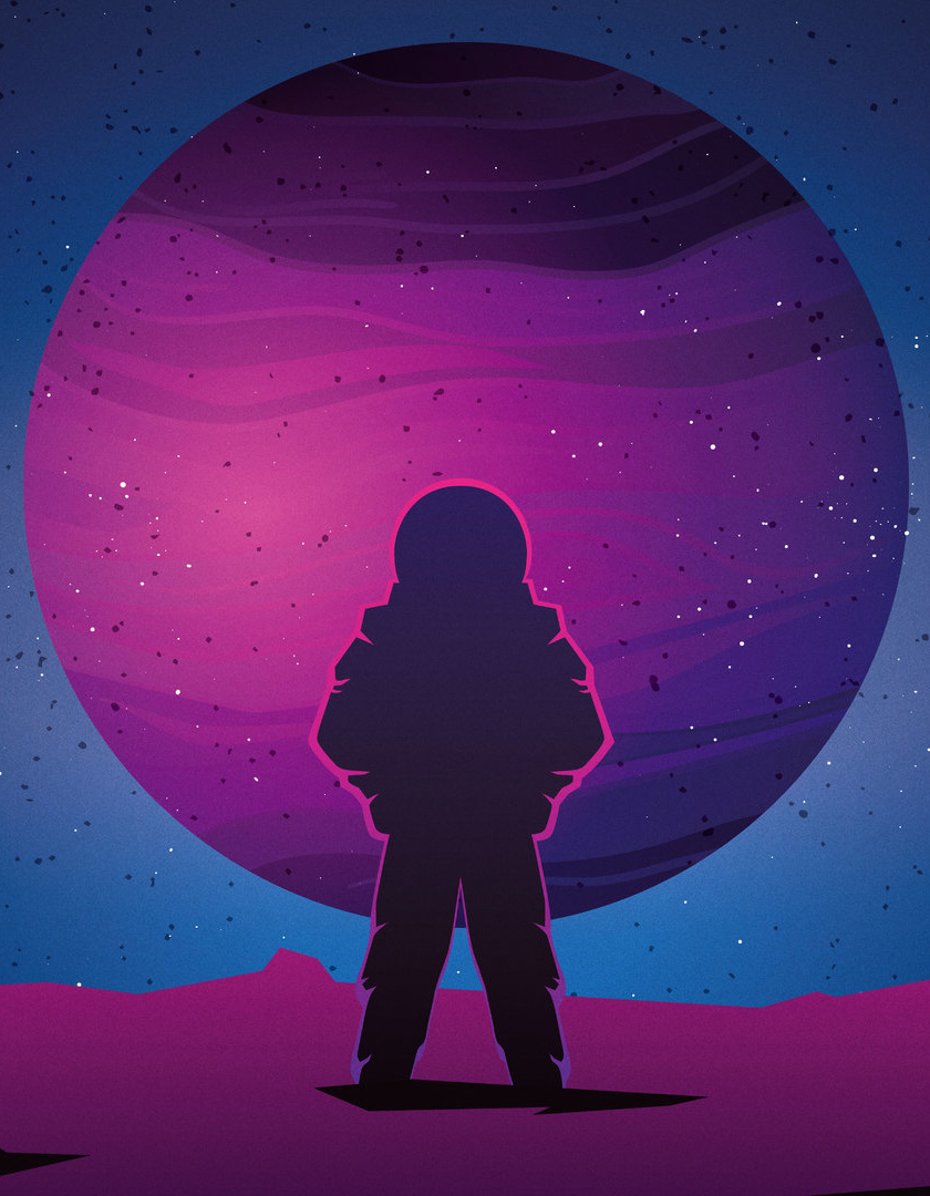 Download Astronaut, vaporwave, minimal, space, planet, art wallpaper, 840x iPhone iPhone 4S, iPod touch