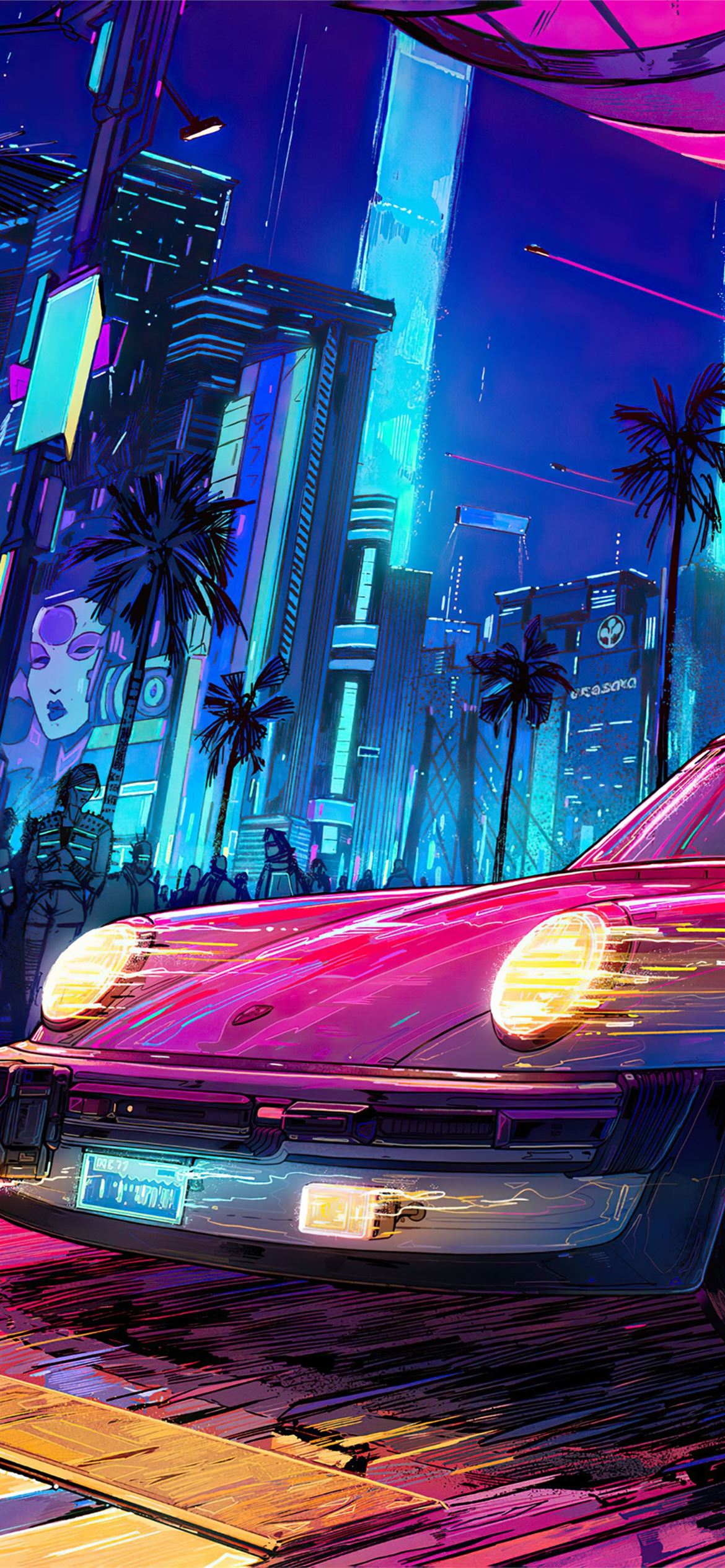 Download Girl On Road Cyberpunk iPhone X Wallpaper