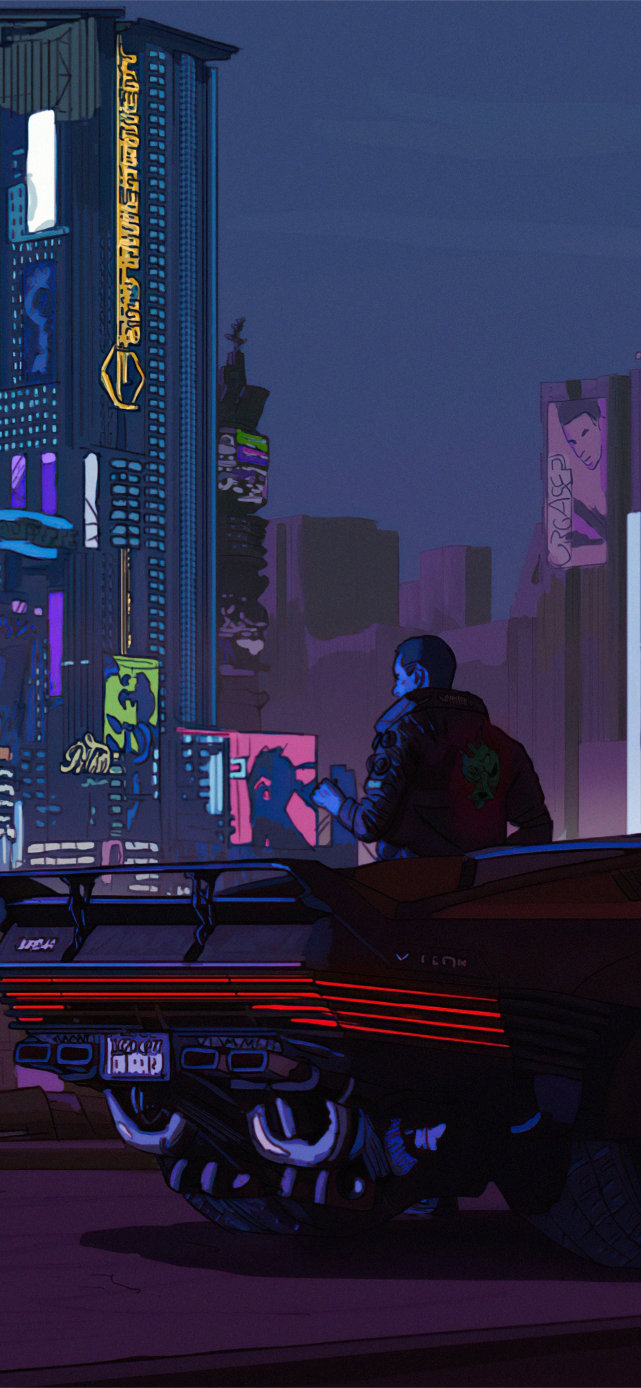 Download Retro Night City Cyberpunk 2077 Iphone Wallpaper