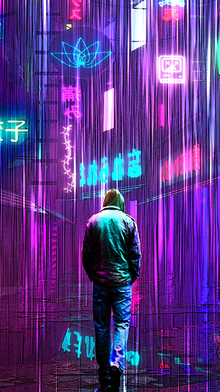 Neon Rainy Lights Cyberpunk 5k iPhone 6, iPhone 6S, iPhone 7 HD 4k Wallpaper, Image, Background, Photo and Picture