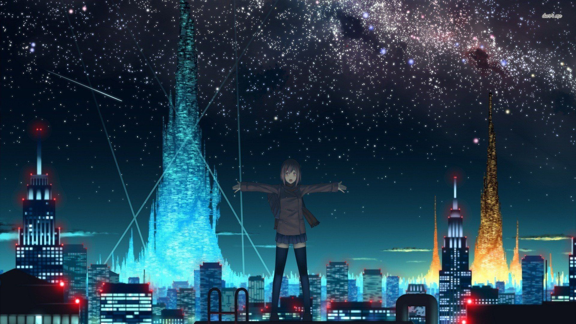 Beautiful Starry Night Sky inspiration photo. Anime scenery wallpaper, Anime scenery, Anime city