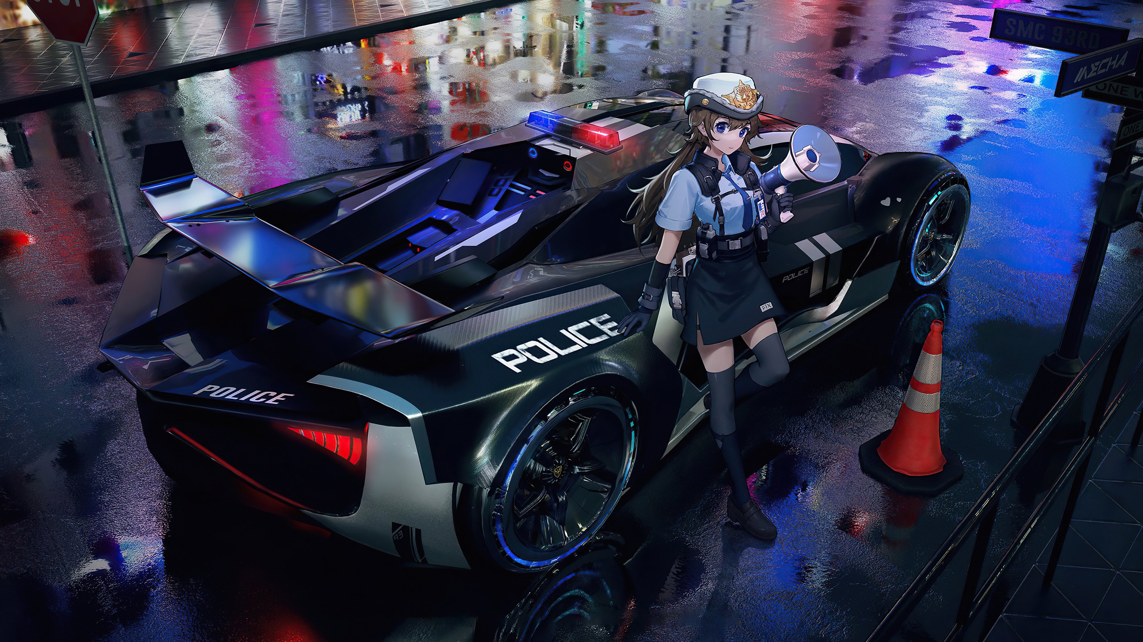 anime girl, anime, police, artist, artwork, digital art, hd, 4k HD Wallpaper