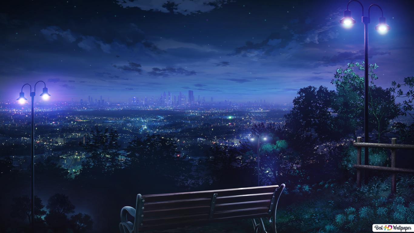 Beautiful Anime Night Landscape HD wallpaper download