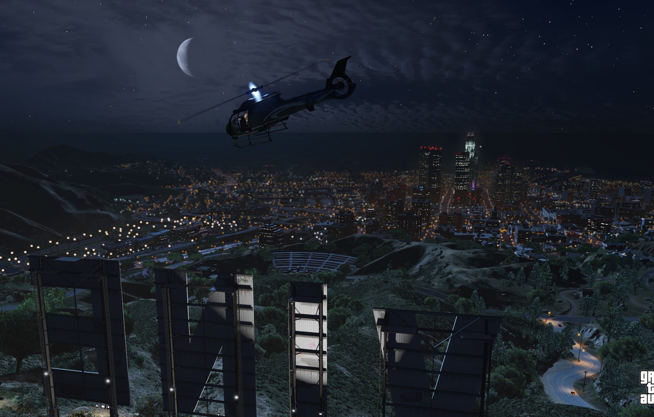 Wallpaper landscape, night, Grand Theft Auto V, Los Santos, gta vinewood image for desktop, section игры