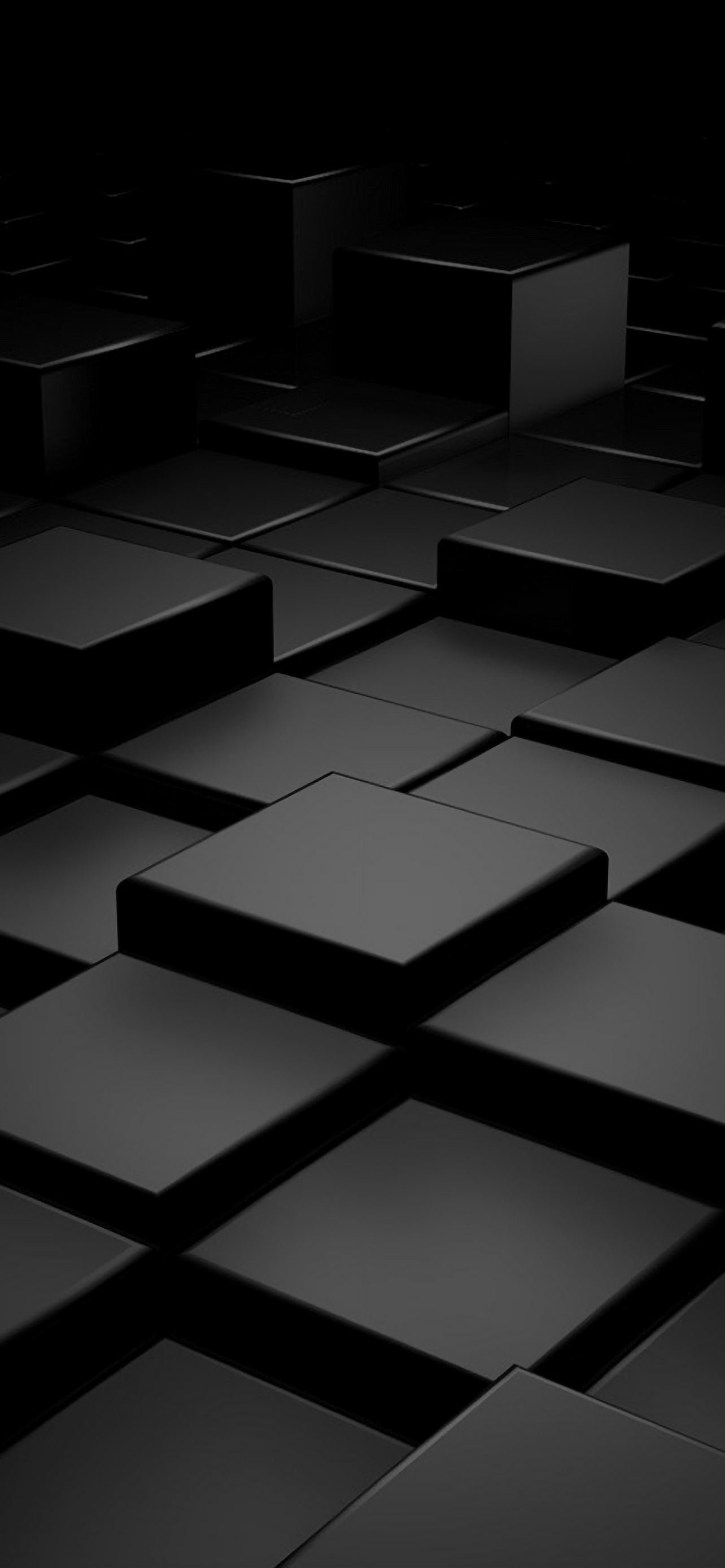 Black 3D Blocks iPhone Wallpaper Free Download