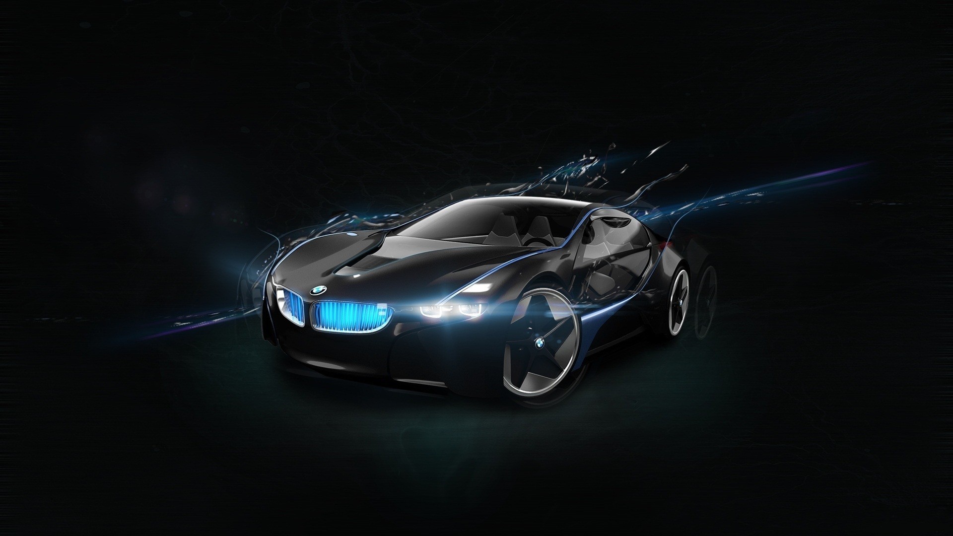 car, Sports car, Supercars, BMW, CGI, BMW Vision, Concept cars, Black background, Lights Wallpaper HD / Desktop and Mobile Background