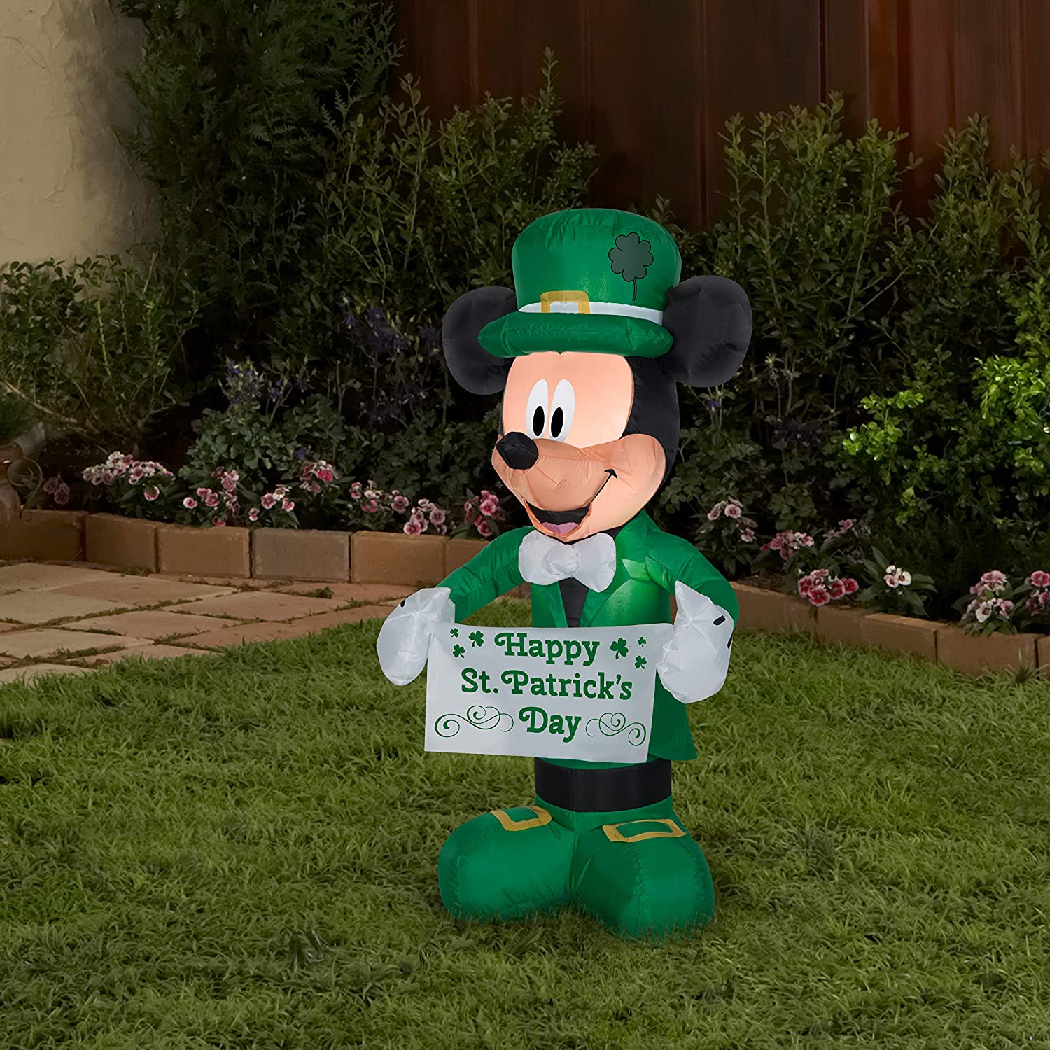 Gemmy Airblown Inflatable St. Patrick's Day Mickey Mouse, 3.5 ft Tall, Green, Patio, Lawn & Garden