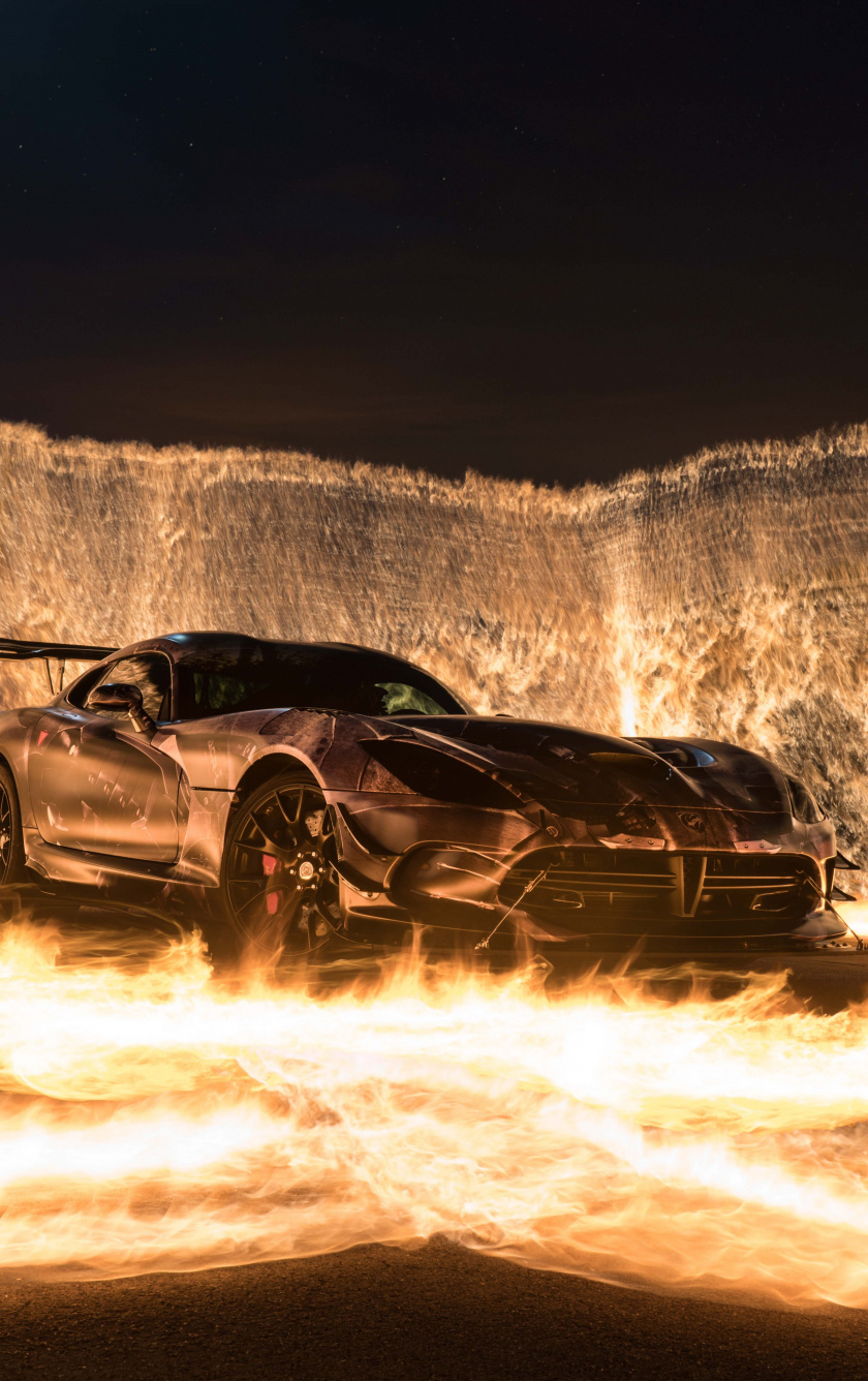 Download Sports car, car on fire wallpaper, 840x iPhone iPhone 5S, iPhone 5C, iPod Touch