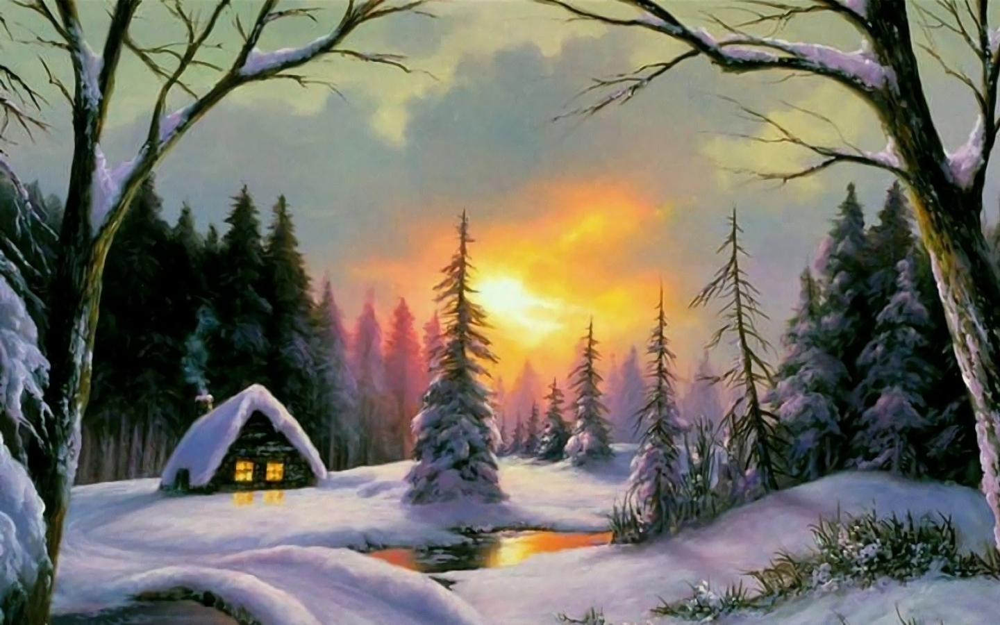 House in Winter Forest Wallpaper and Background Imagex900