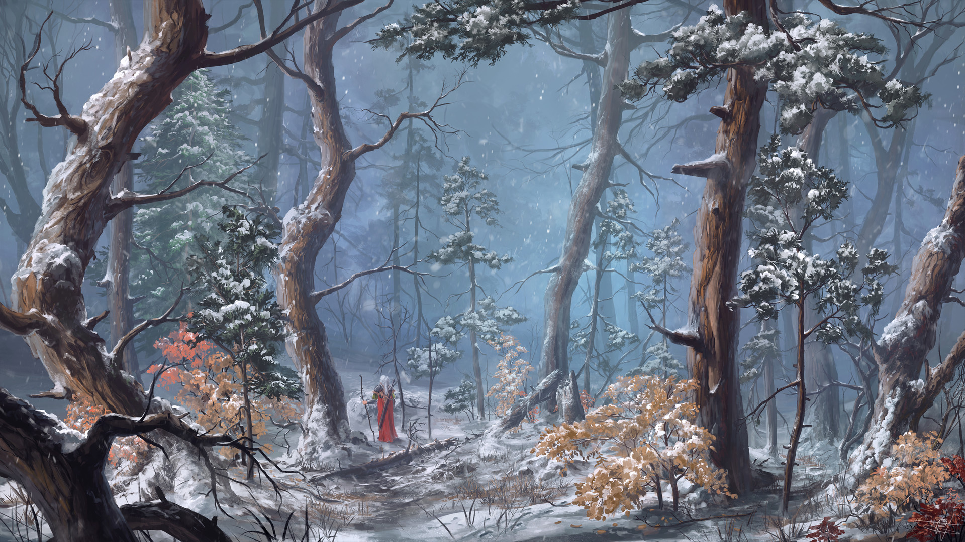 Max Suleimanov Digital Art Landscape Winter Snow Forest Wallpaper:1920x1080