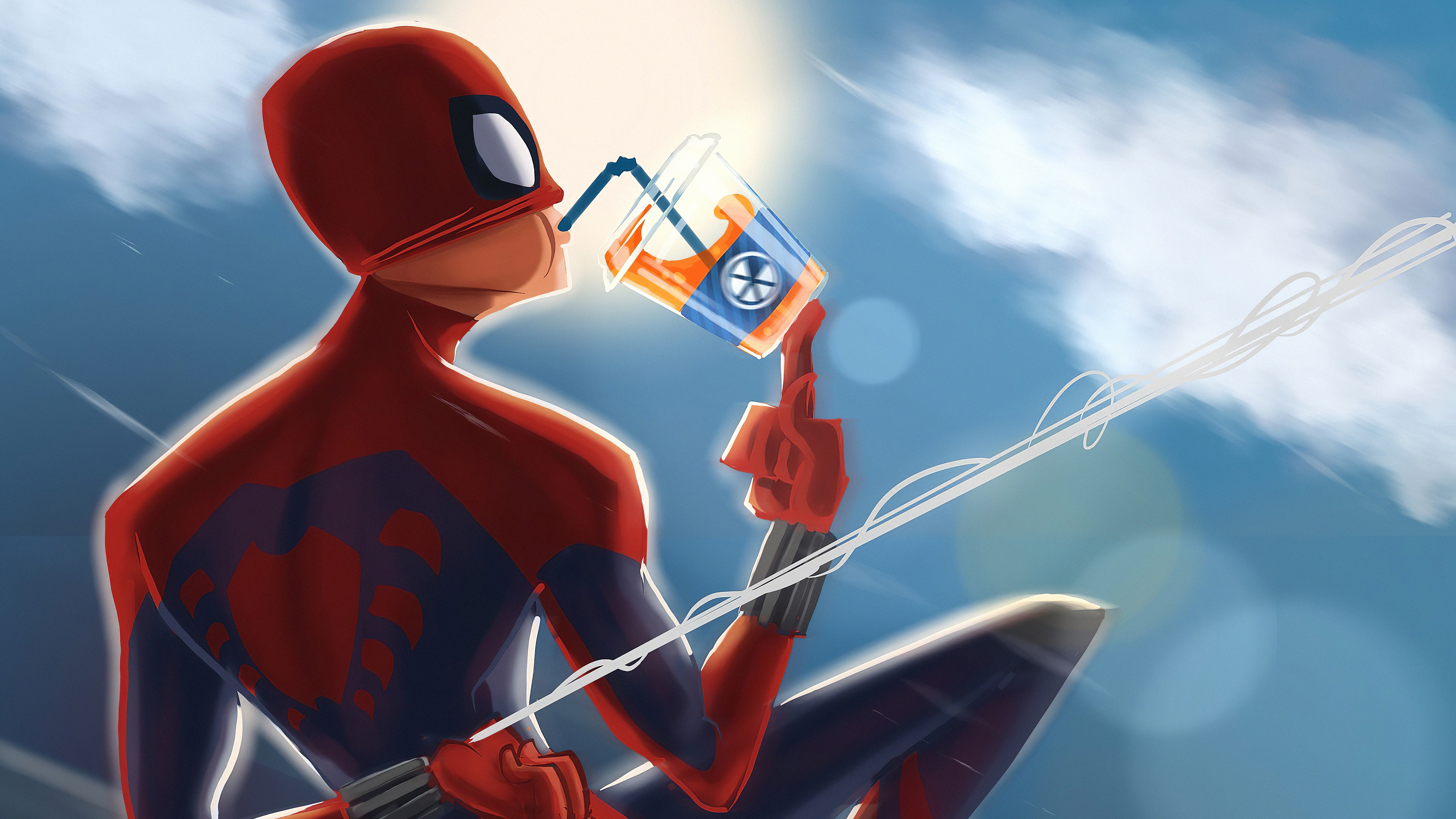 Spiderman Drinking Juice 4k HD 4k Wallpaper, Image, Background, Photo and Picture