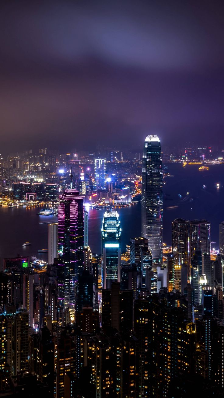 Hong Kong Skyscrapers at Night. City lights at night, City lights wallpaper, City wallpaper