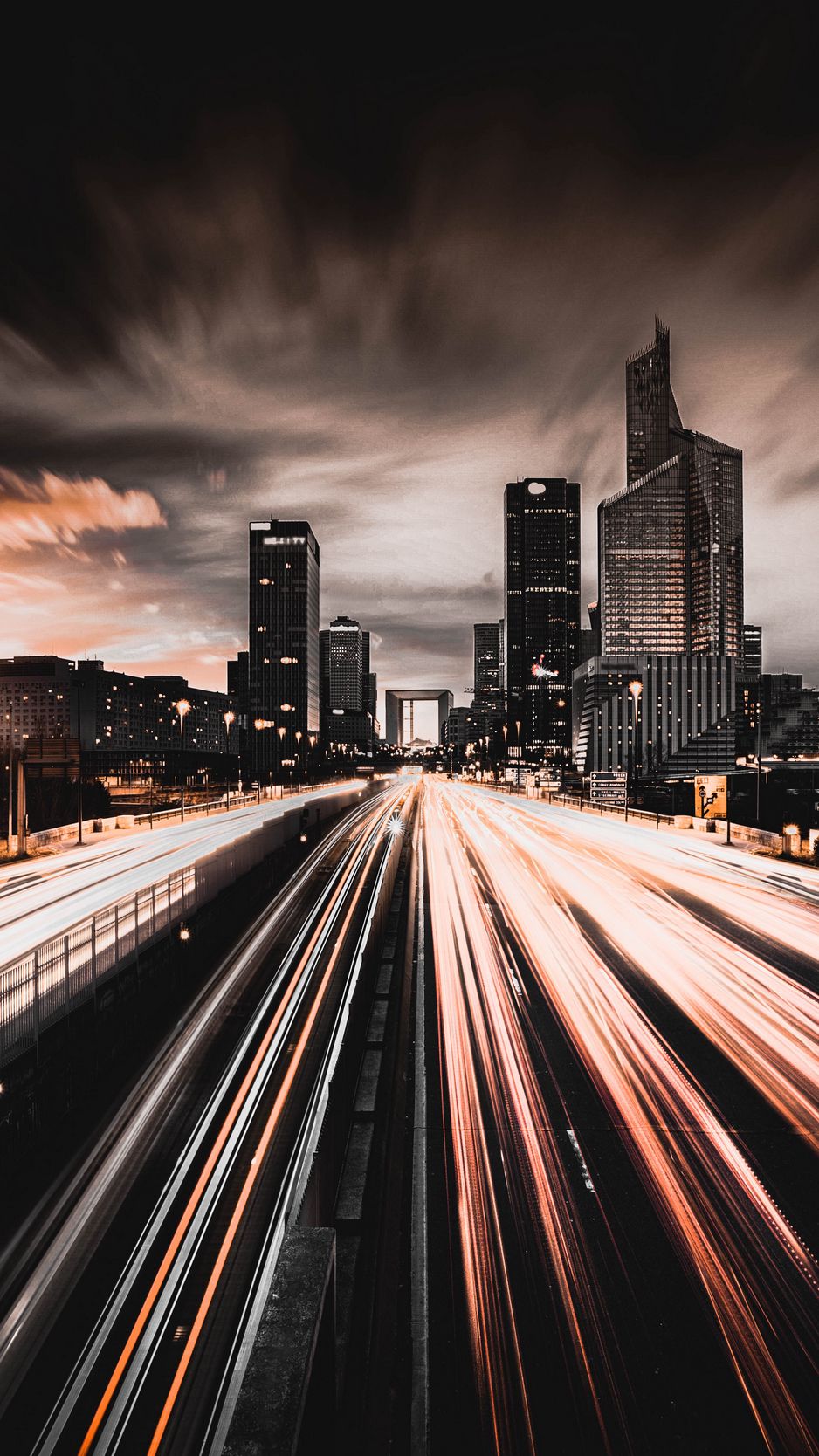 Download Wallpaper 938x1668 City, Night, Road, Traffic, Buildings Iphone 8 7 6s 6 For Parallax HD Background