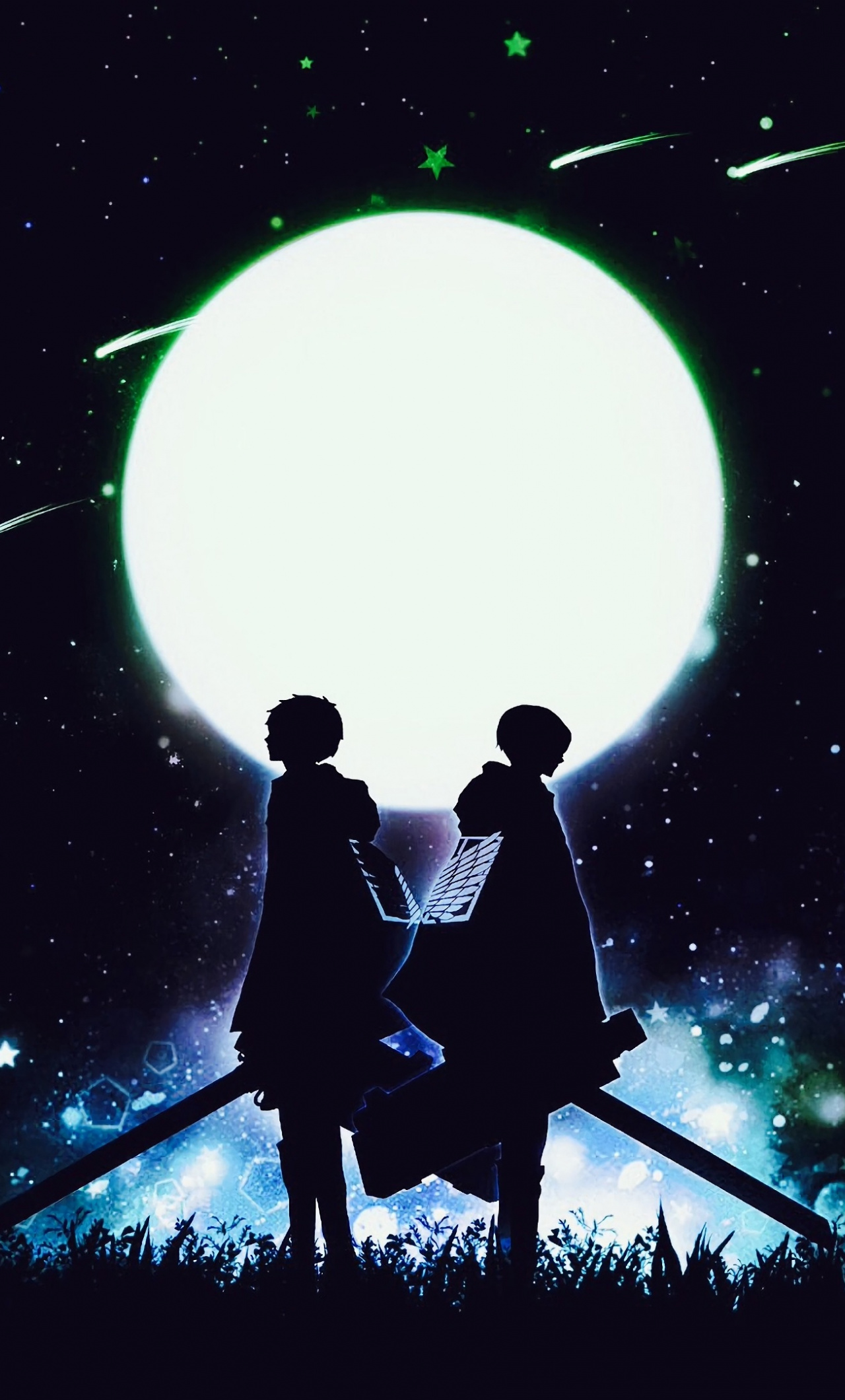 Minimal, Eren Yeager, Levi Ackerman, Attack On Titan, On Titan Night Wallpaper & Background Download