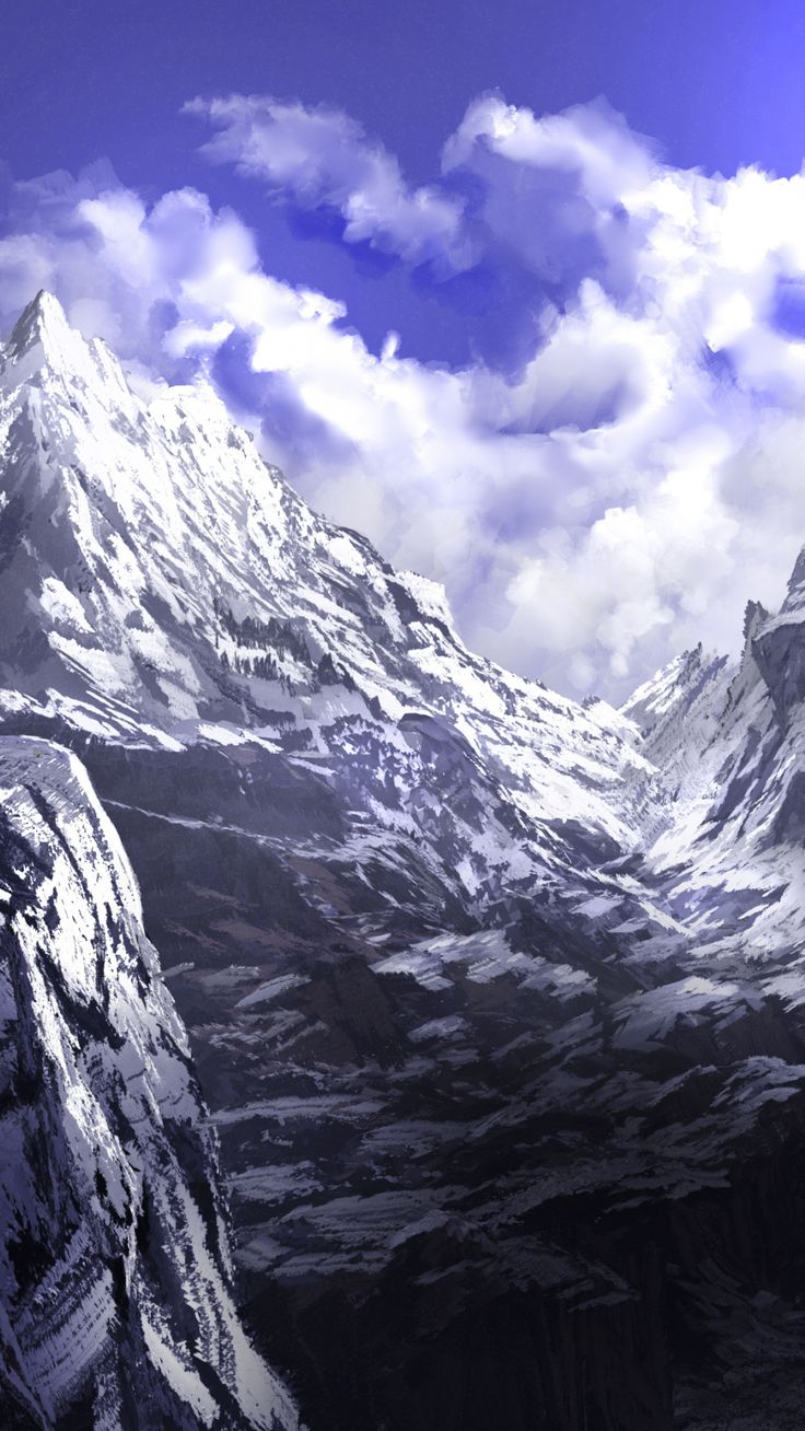 Anime, mountains, summit, art, 1080x1920 wallpaper. Mountain wallpaper, Mountains, Mountain art