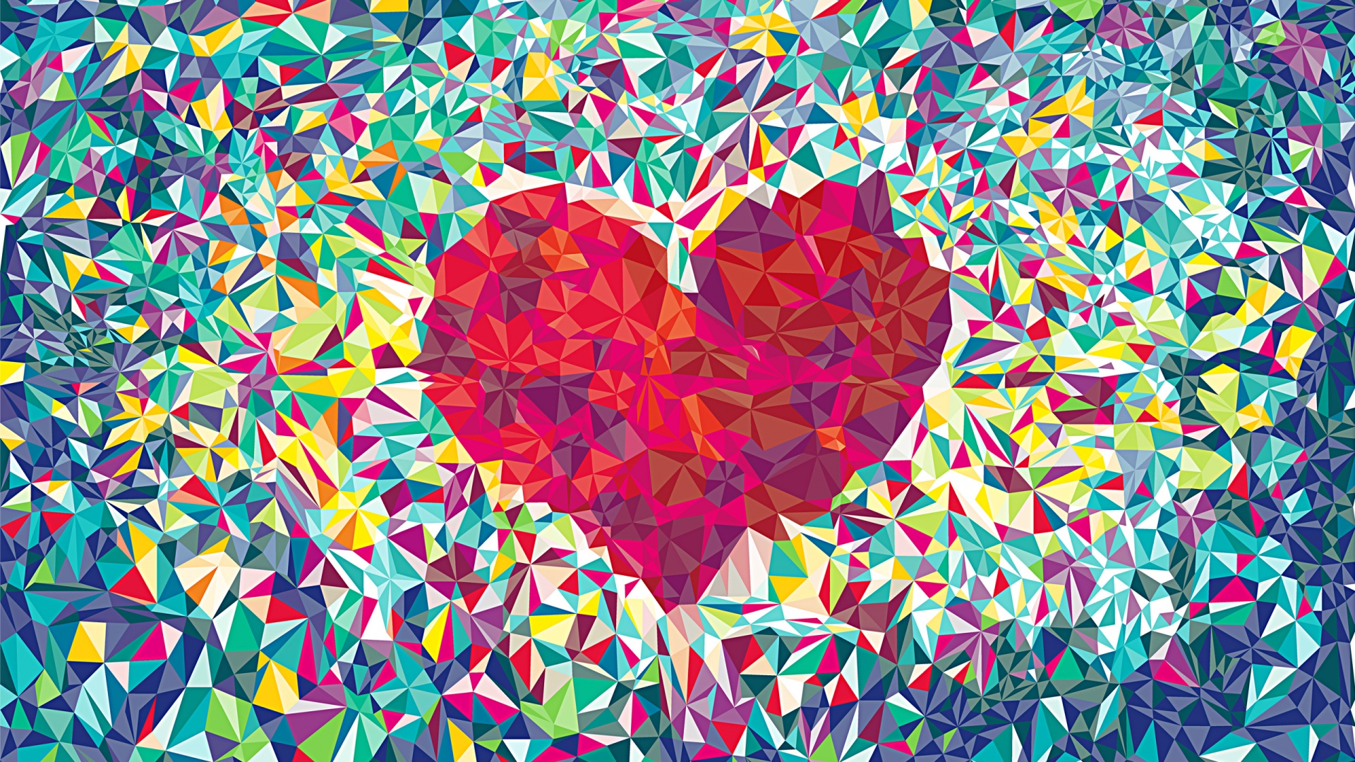 Heart Shape, Low Poly, Triangles, Love