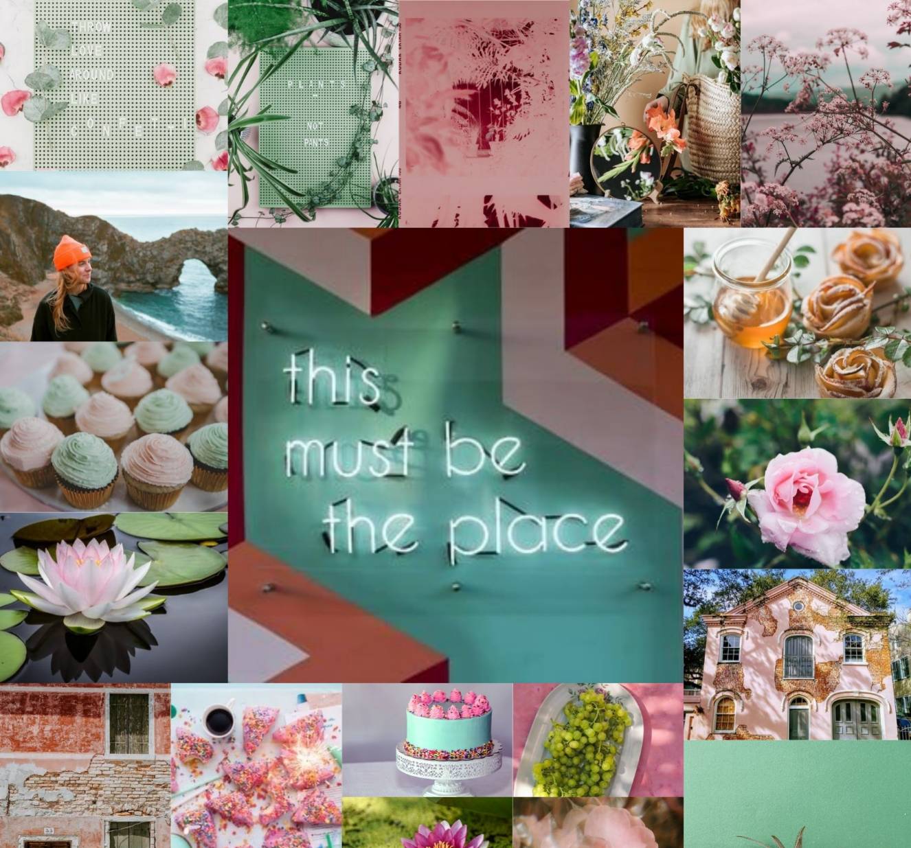 Collage Wallpaper Ideas, Peach Collage Aesthetic Wallpaper