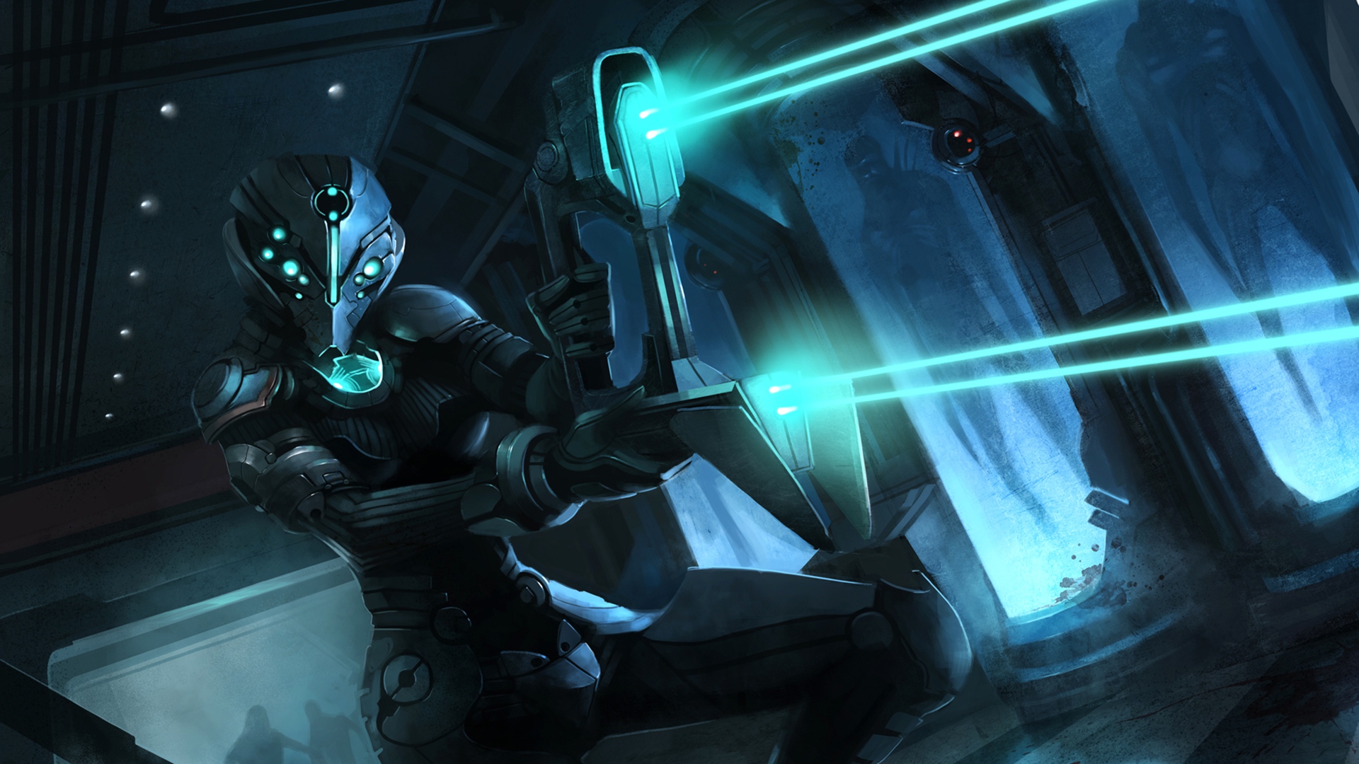 Wallpaper Dead Space Gun Armor Turquoise Laser Space Final Wallpaper 1080p