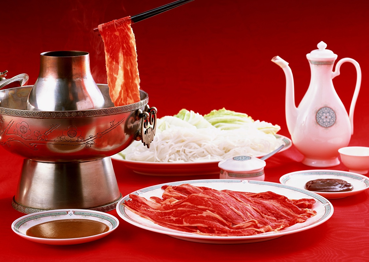 Photo hot pot pitcher Food Meat products