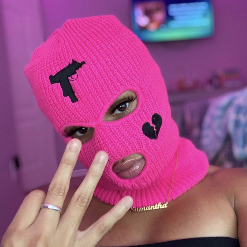 Neon pink baddie balaclava Ski Mask