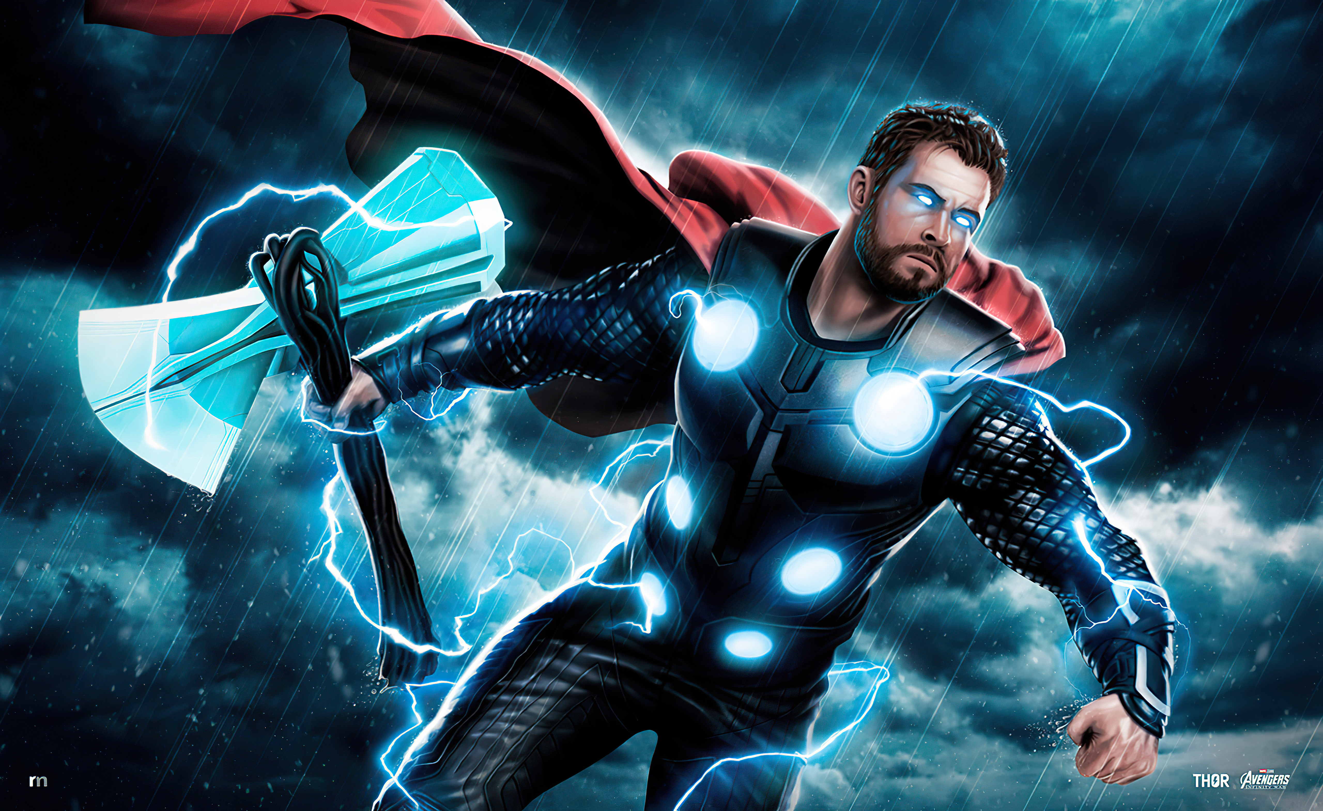 Thor iluminated by thunder Wallpaper 5k Ultra HD
