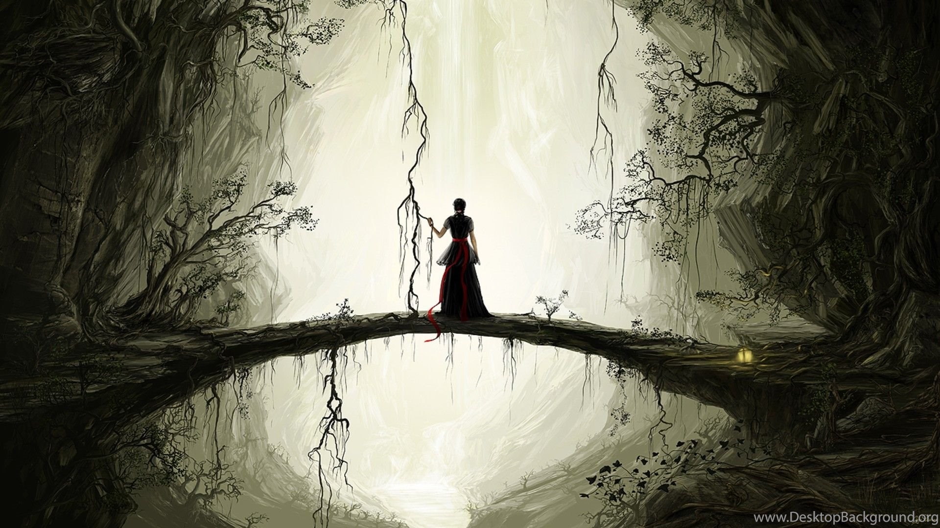 Dark Forest Bridge Girl Background Wallpaper By Chococruise. Desktop Background