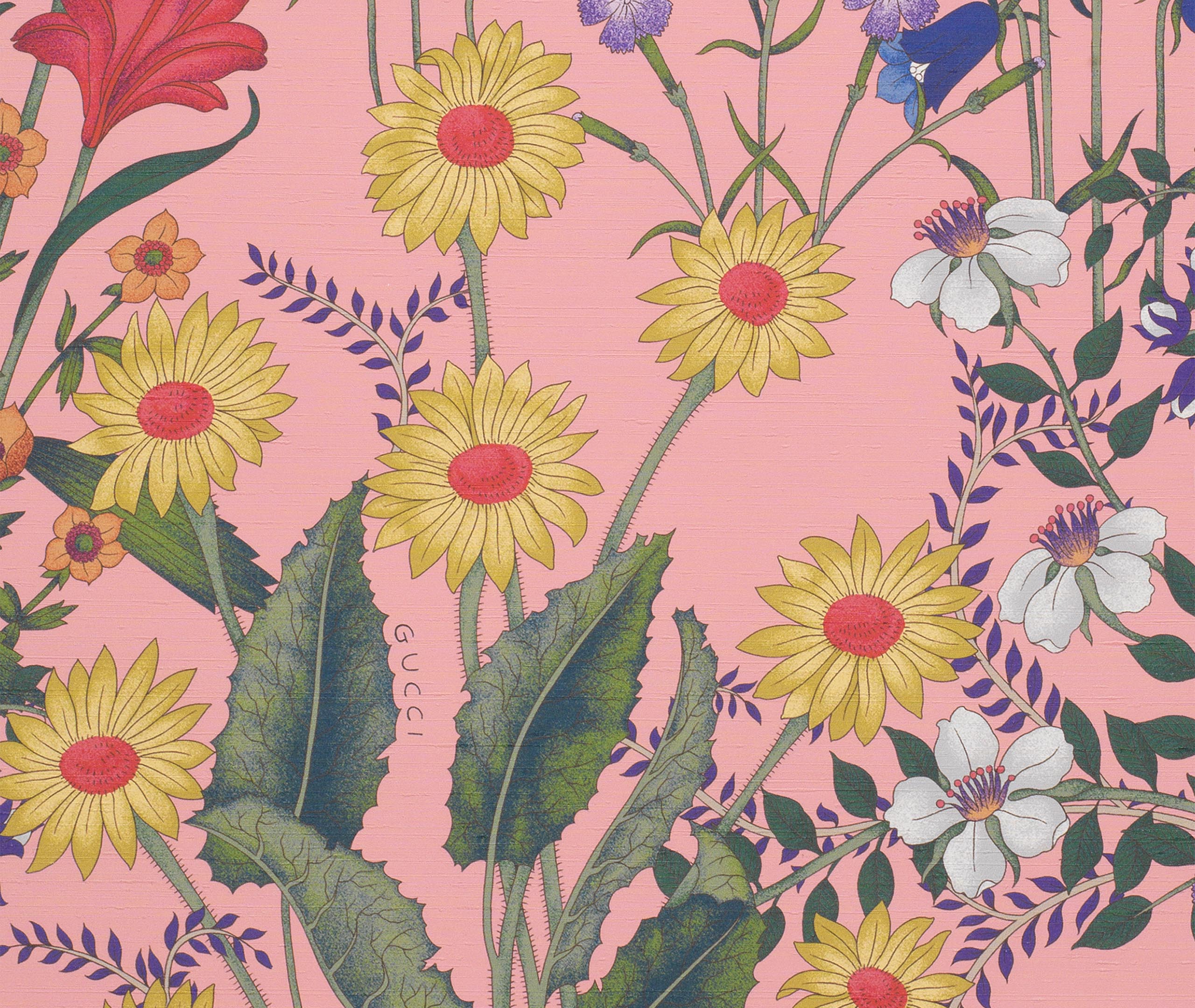 Flora' wallpaper, pink by Gucci. Textile And Wallpaper