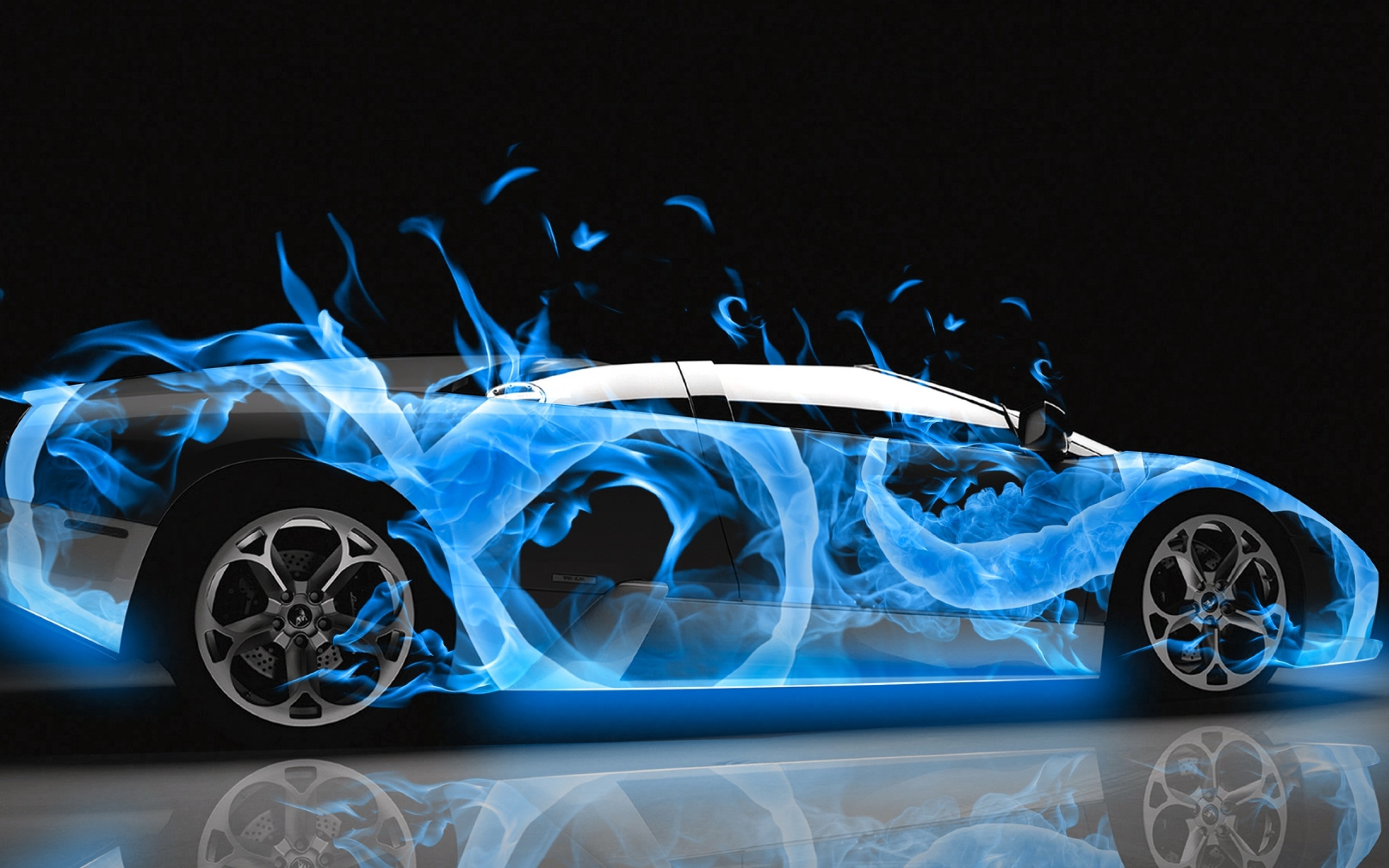 Lamborghini In Blue Flames HD wallpaper