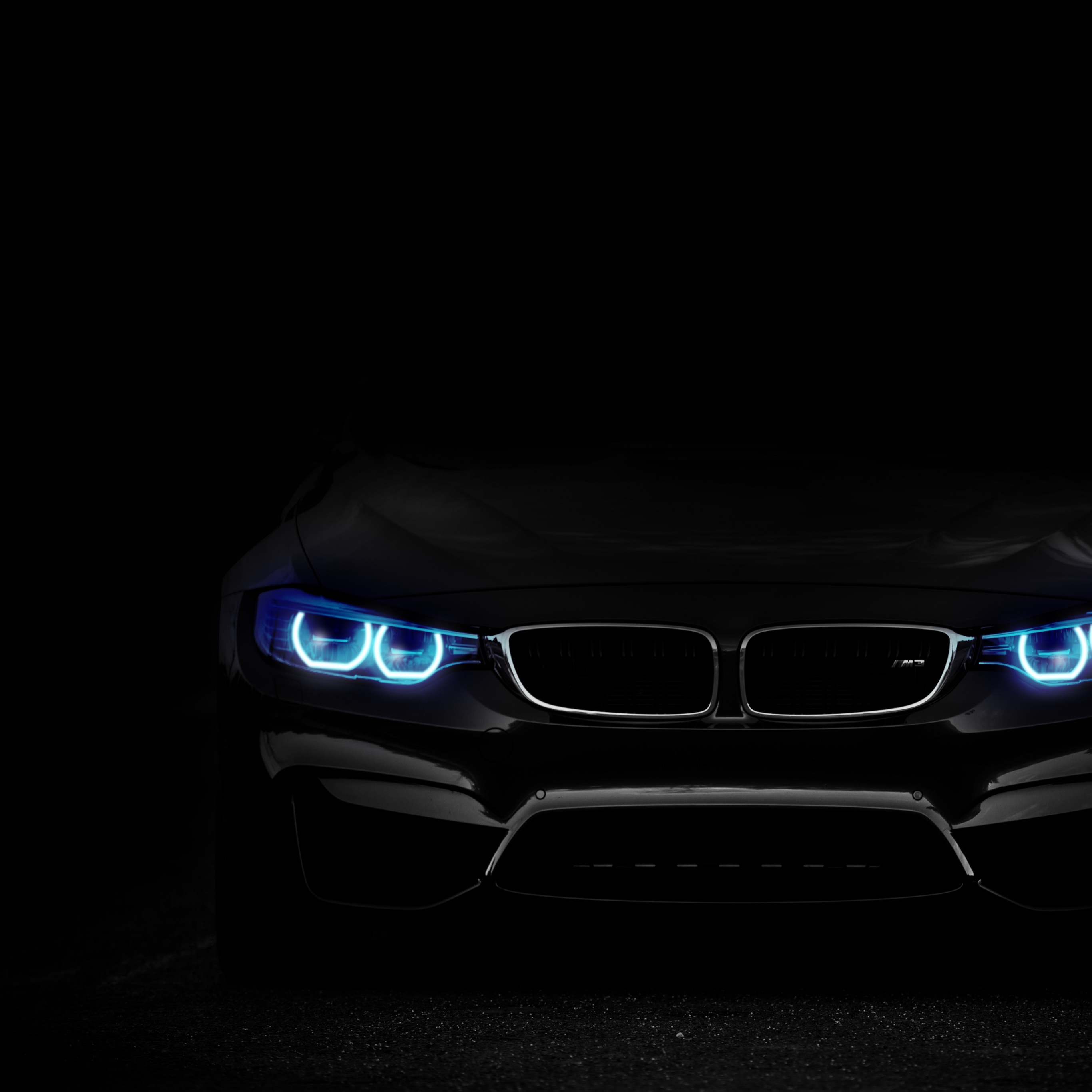 BMW M3 Wallpaper 4K, Angel Eyes, Black Background, 5K, Black Dark