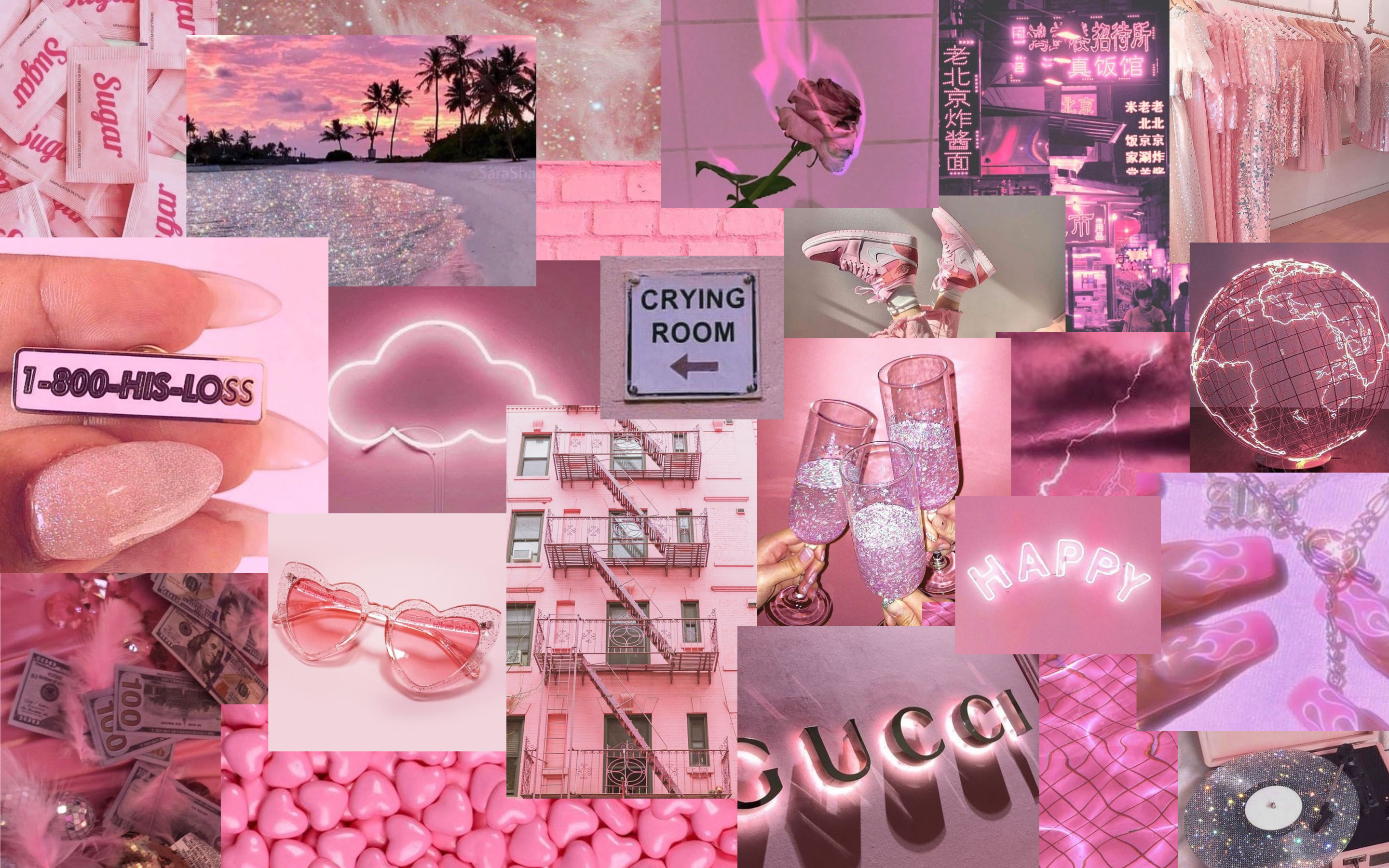 Pink Aesthetic Collage Desktop. Cute laptop wallpaper, Pink wallpaper laptop, Cute desktop wallpaper