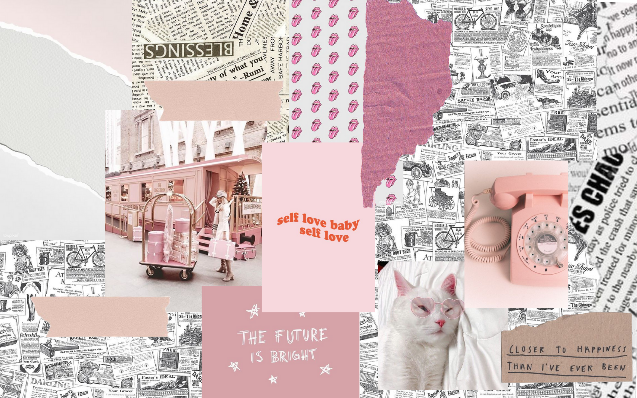 Pink Collage Desktop Wallpaper Free Pink Collage Desktop Background