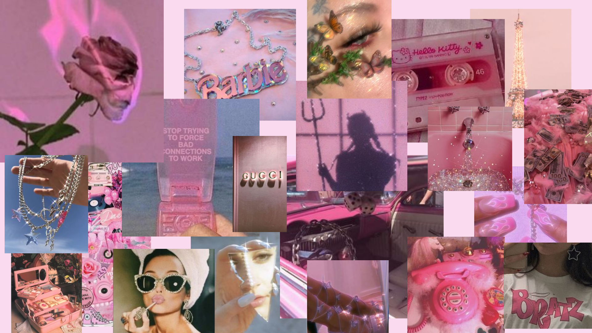 Pink Collage Desktop Wallpaper