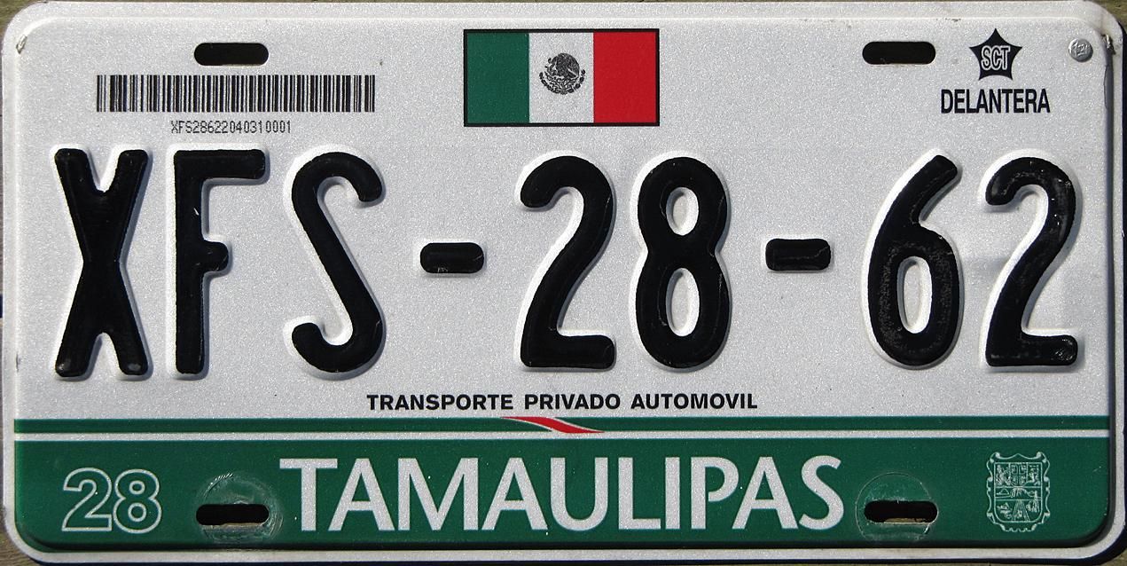 Tamaulipas, Mexico. Placa de carro, Placas de carro, Carros
