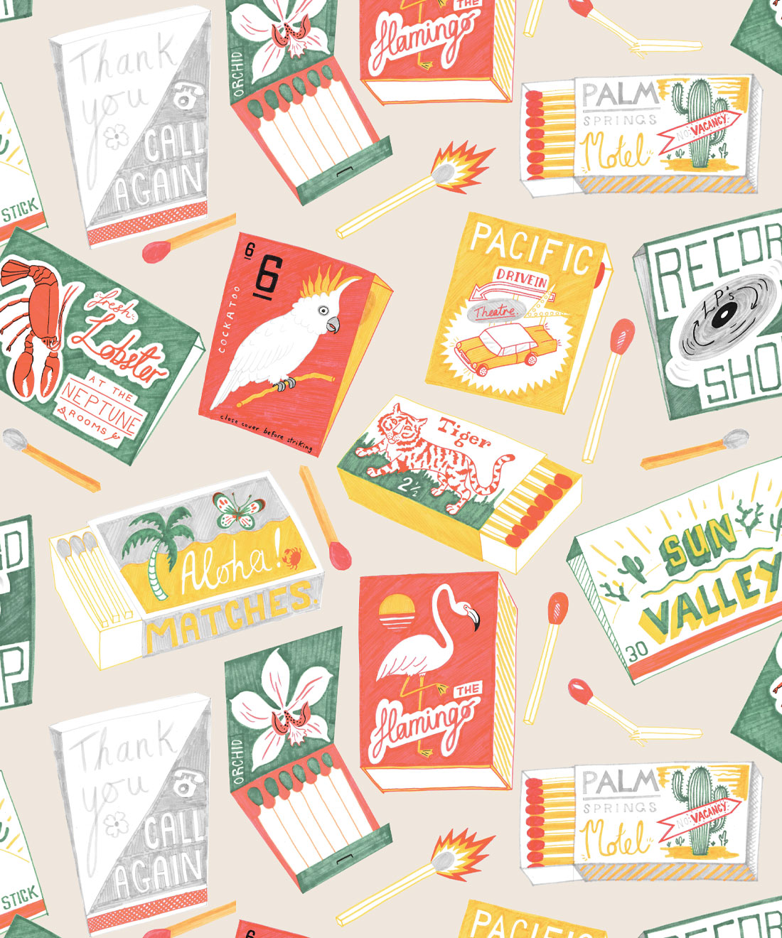 Match Books Wallpaper • Fun, Funky, Retro Wallpaper USA