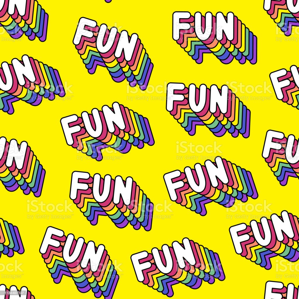 Seamless Pattern With Words Fun Quirky Comic Style Text Wallpaper Yellow Background Stock Illustration Image Now