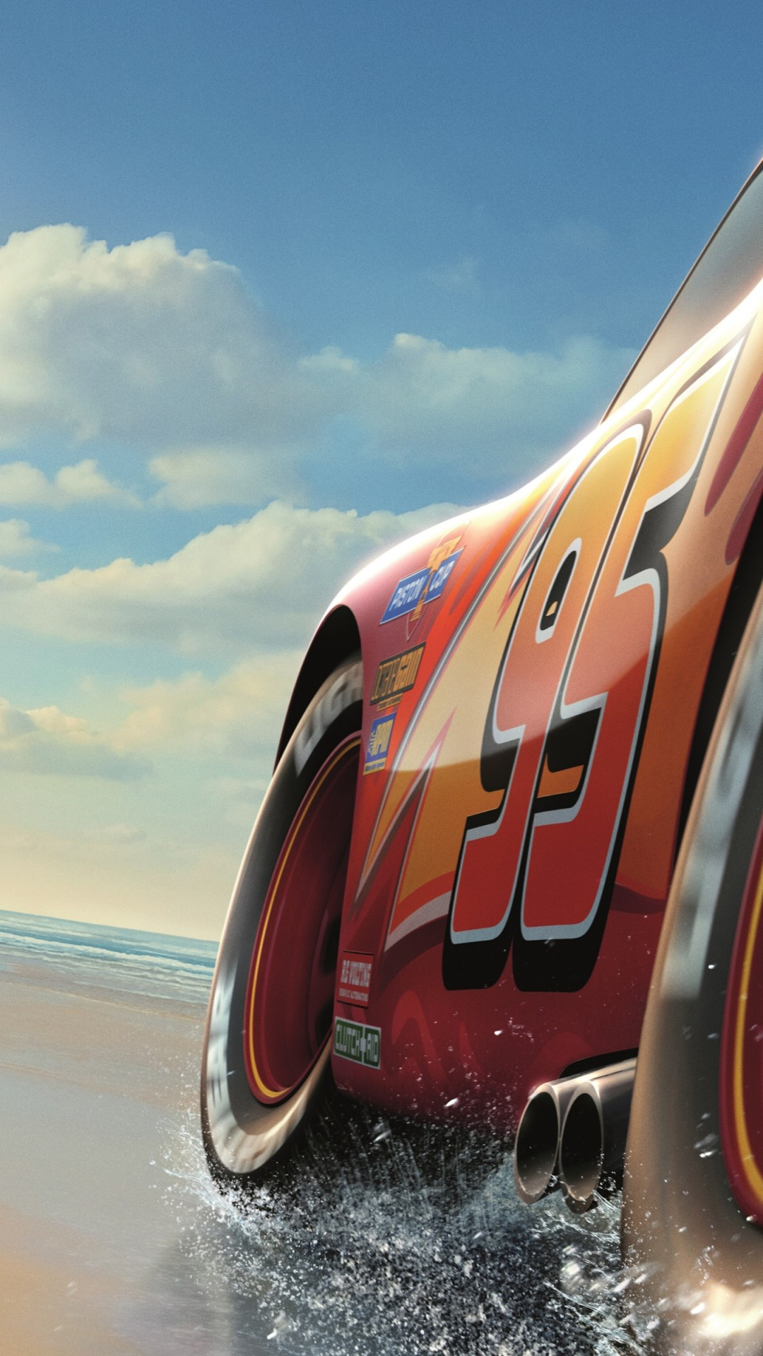 Download 1080x1920 Cars 3, Lightning Mcqueen, Beach, Clouds, Animation Wallpaper for iPhone 8, iPhone 7 Plus, iPhone 6+, Sony Xperia Z, HTC One