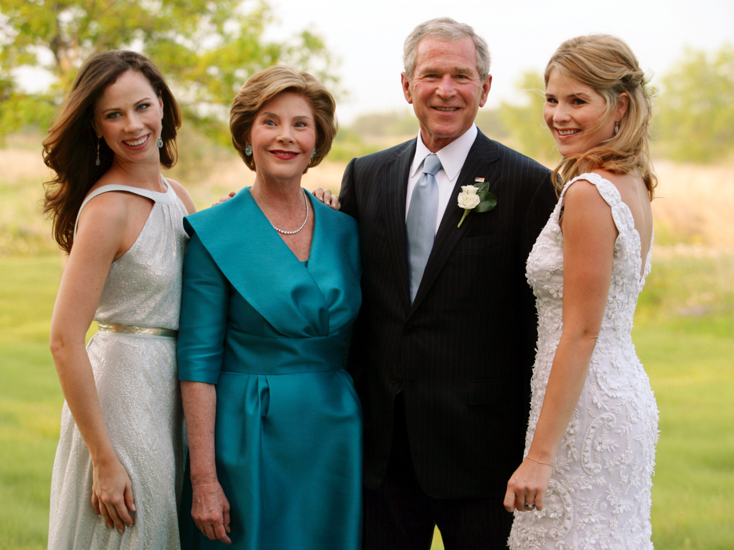 Family Photo of George W. Bush, Laura Bush & Daughters