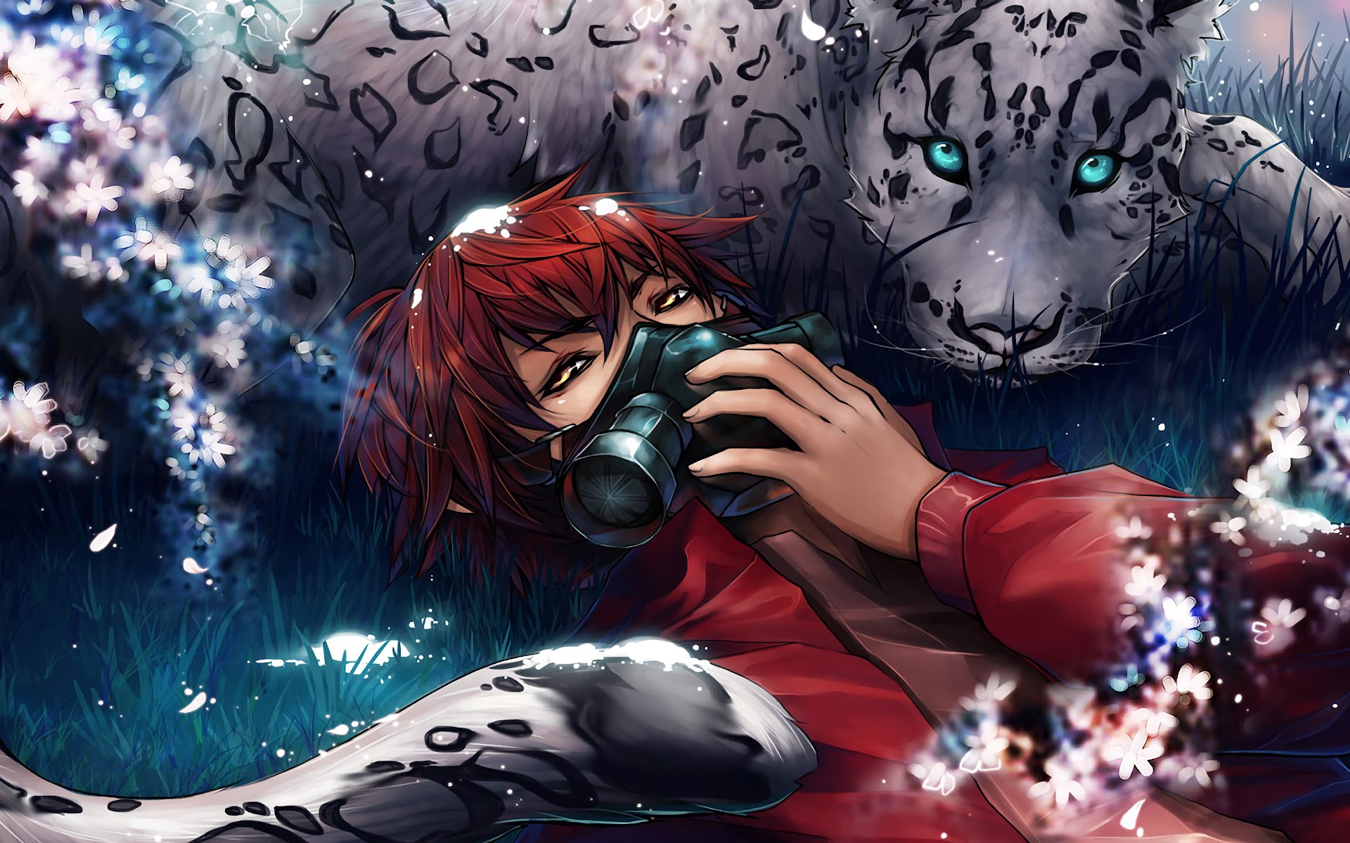 Anime Gas Mask White Tiger 4K Wallpaper