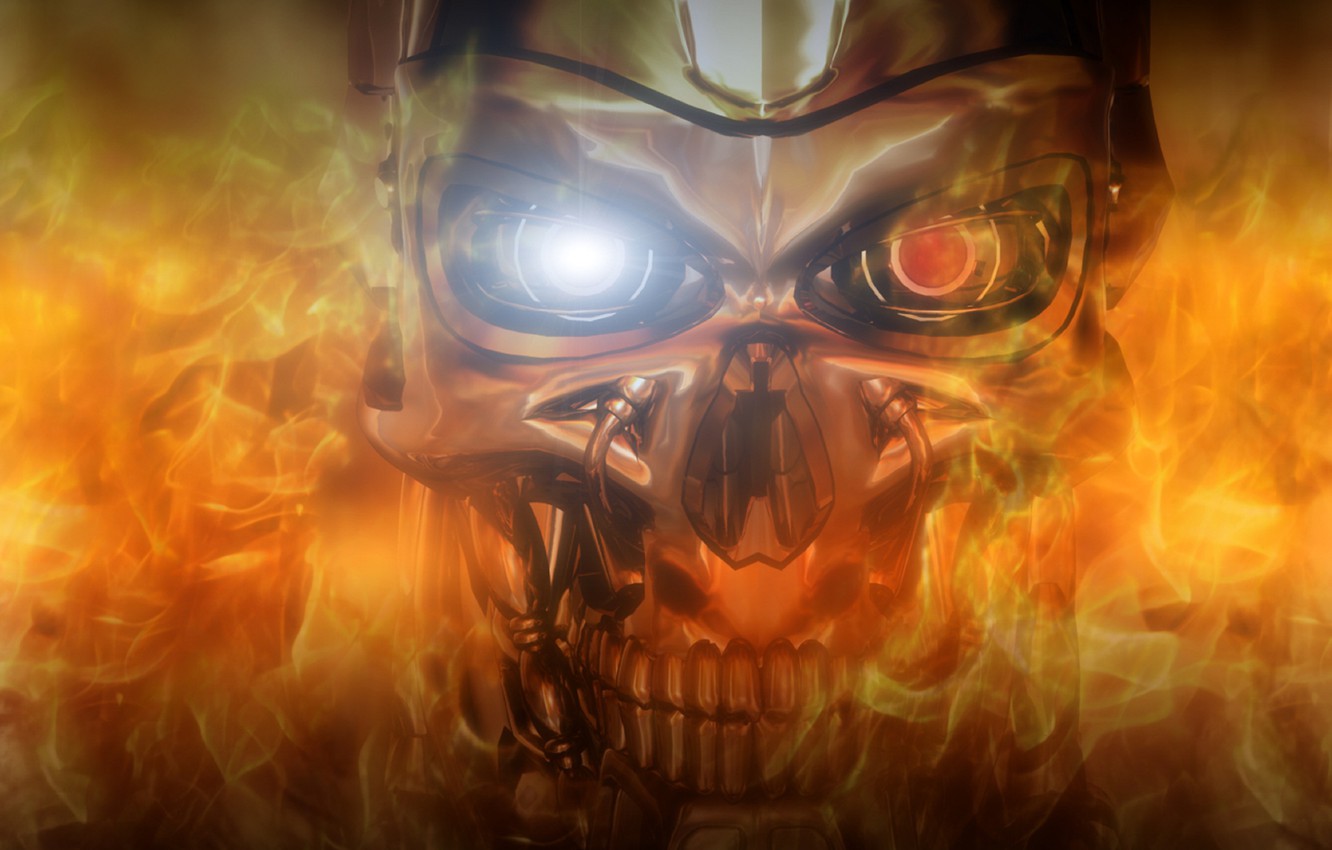 Wallpaper Robot, Fire, Terminator, Systems, series, Cyberdyne image for desktop, section фильмы