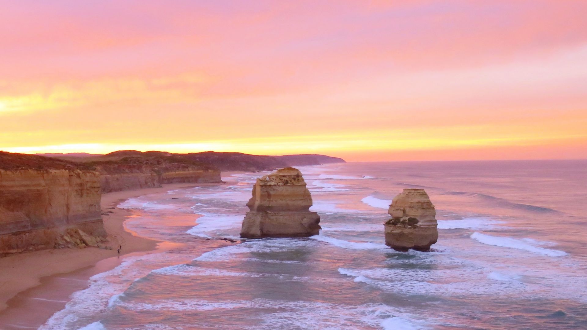 The twelve apostles, cliff, coast, unset, victoria, australia wallpaper, HD image, picture, background, 0b87fc