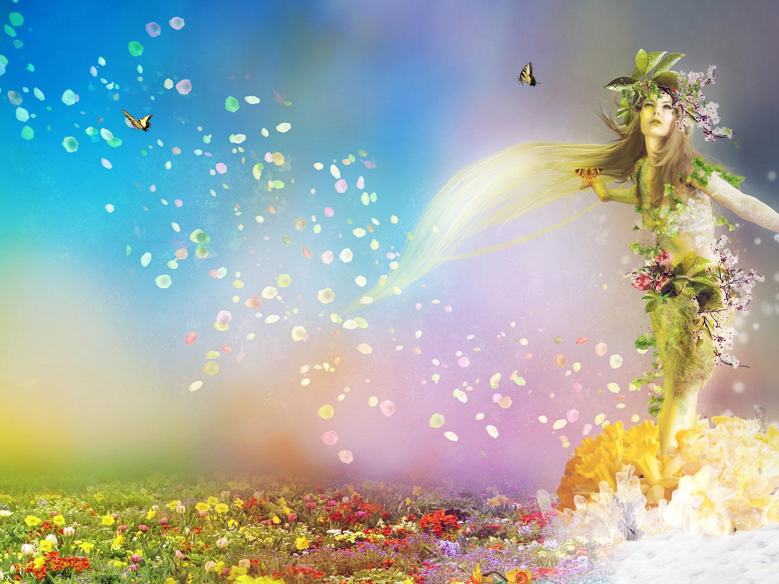 The princess of spring colourful flowers