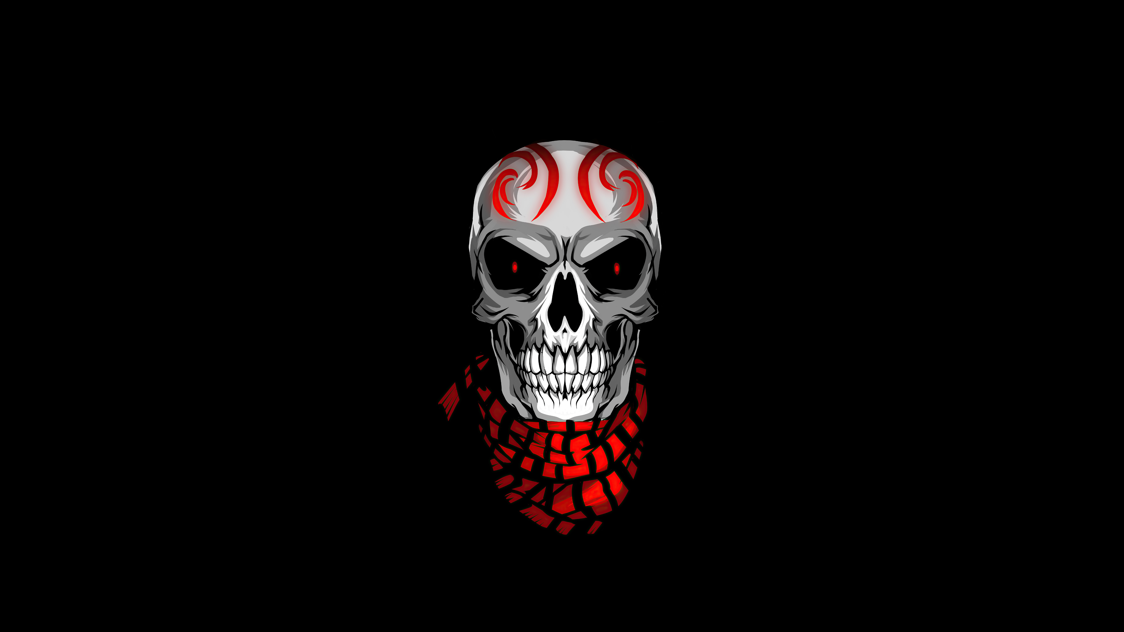 Skull With Scarves Minimal 4k, HD