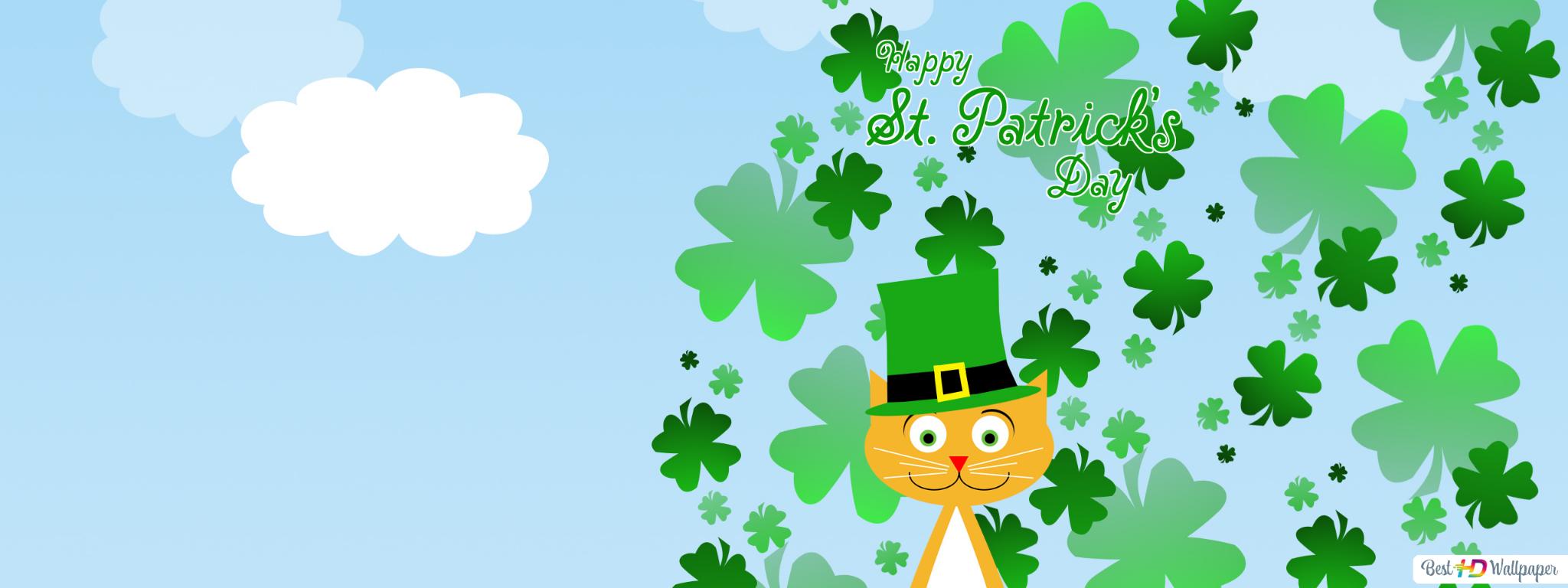 Lucky Cat and Green Hat on St. Patrick's Day HD wallpaper download Patrick's Day wallpaper