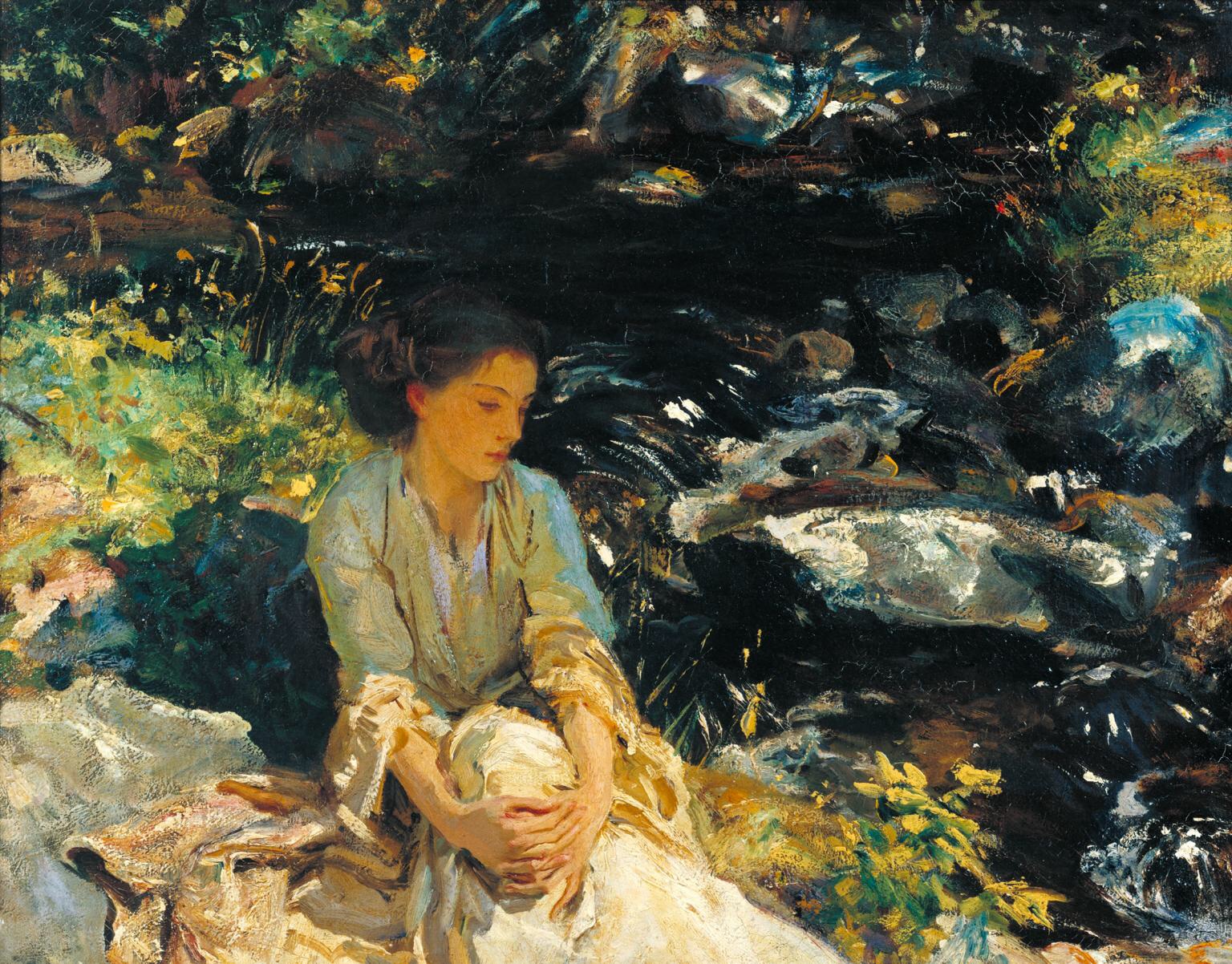 John Singer Sargent Classic Art Women Artwork Outdoors Painting Wallpaper:1536x1202