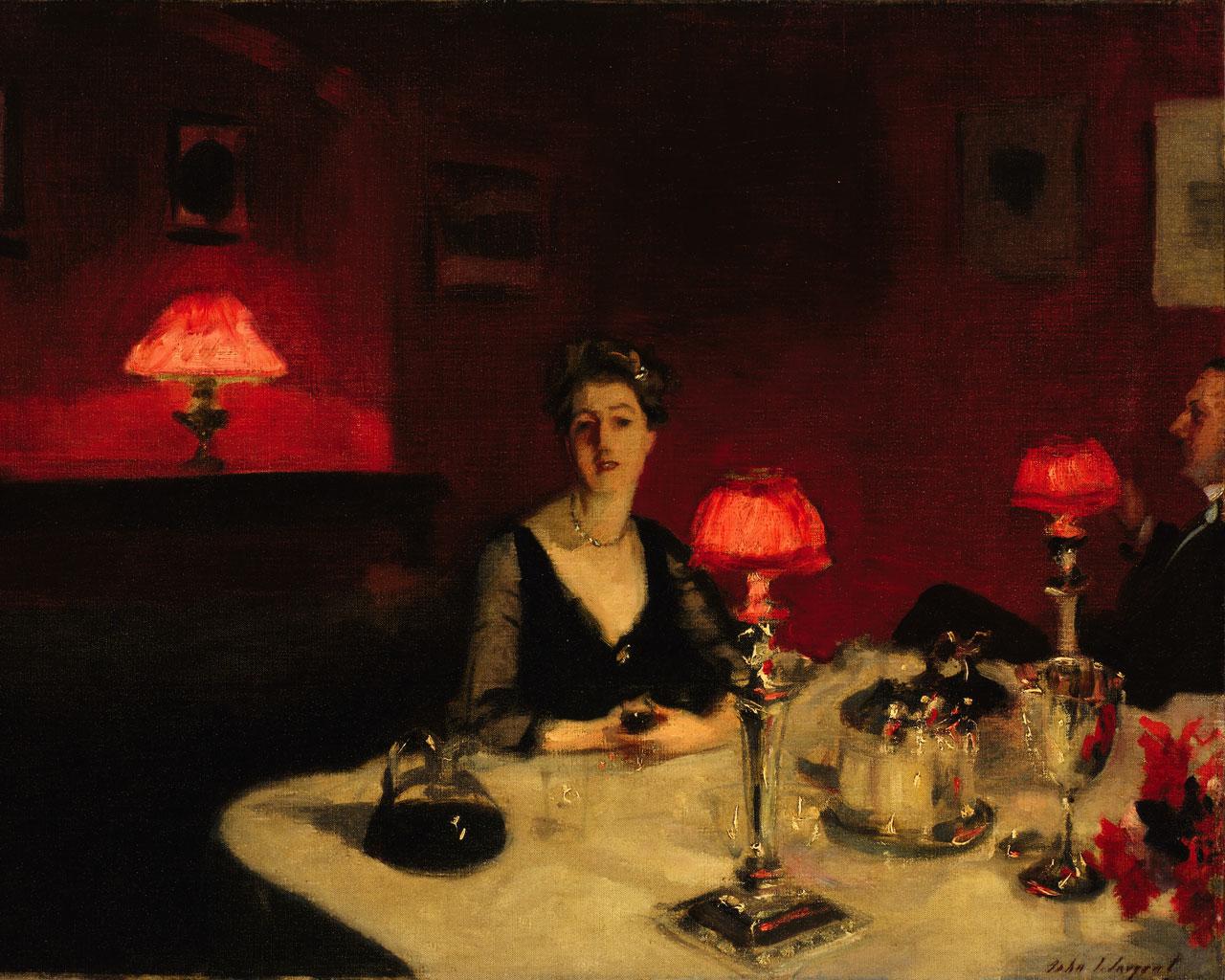 Best artist Singer Sargent Diner Table at Night 1280x1024 Wallpaper
