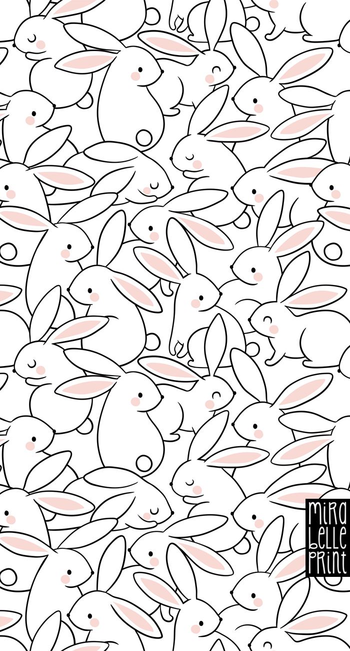 Colorful fabrics digitally printed by Spoonflower Rabbits / Blush. Easter wallpaper, Rabbit wallpaper, iPhone background pattern