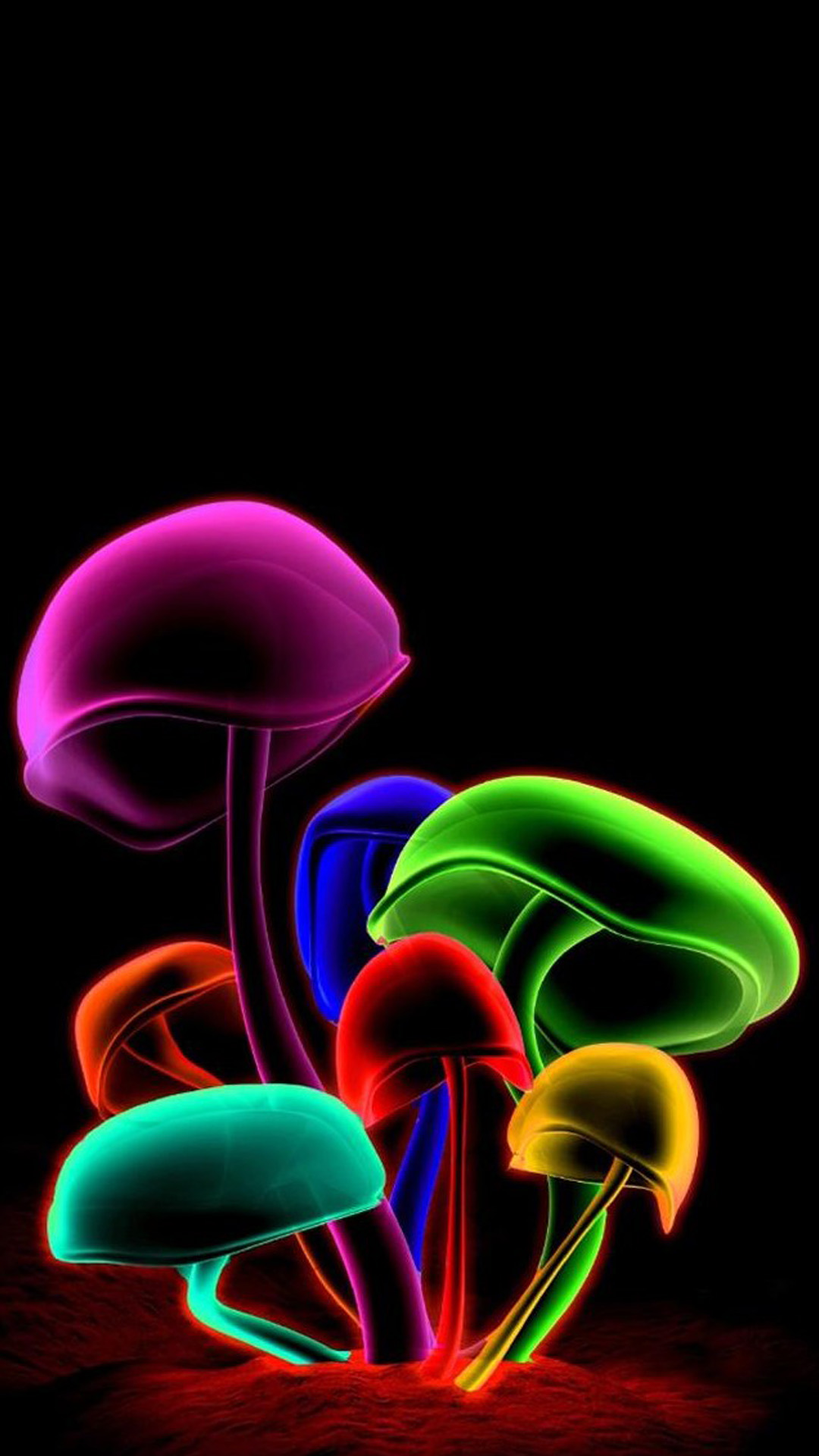 hd wallpaper for iphone mushroom, organism, neon, graphic design, illustration