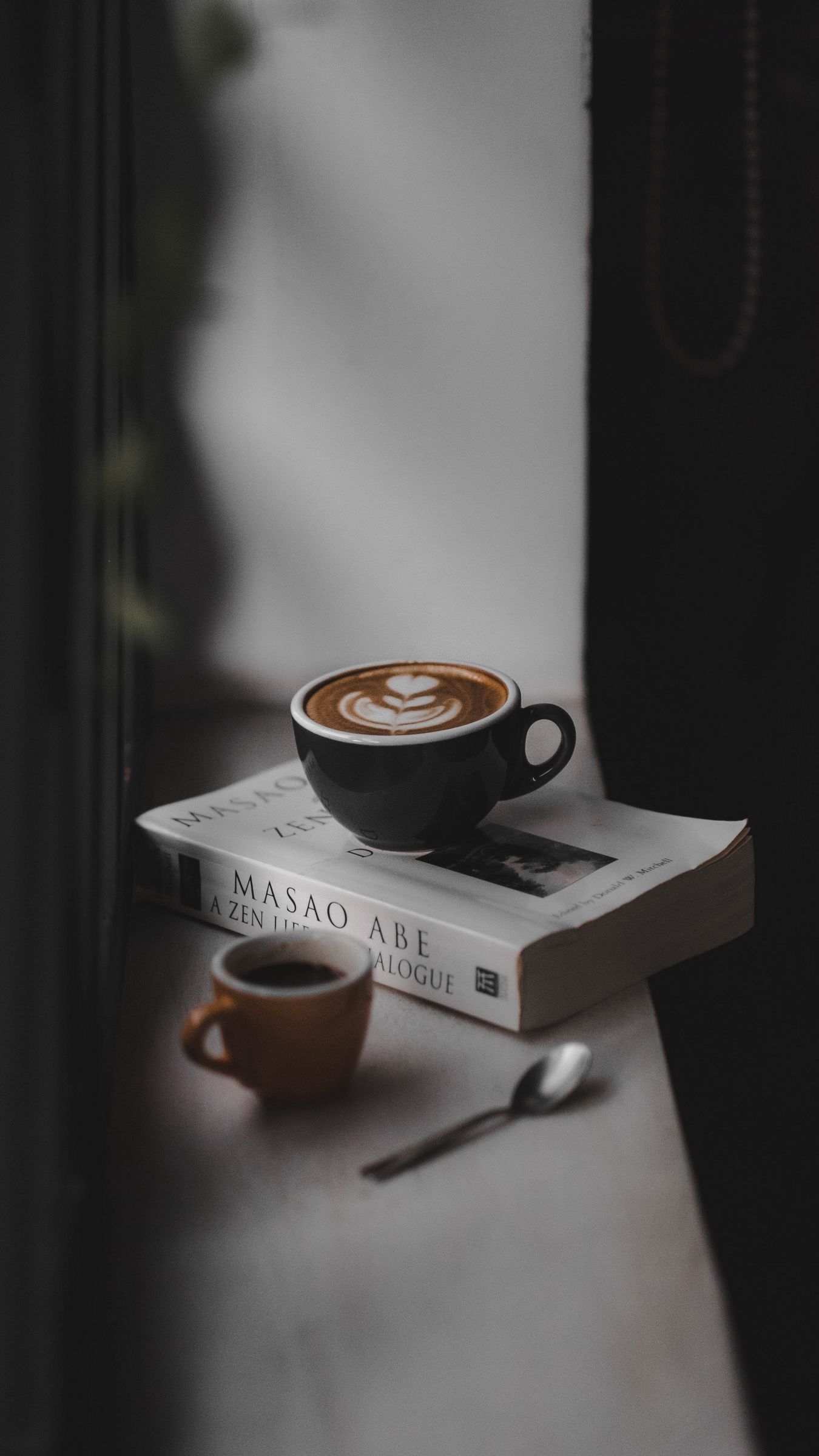 Download wallpaper 1350x2400 coffee, book, windowsill, comfort, reading iphone 8+/7+/6s+/for parallax HD background